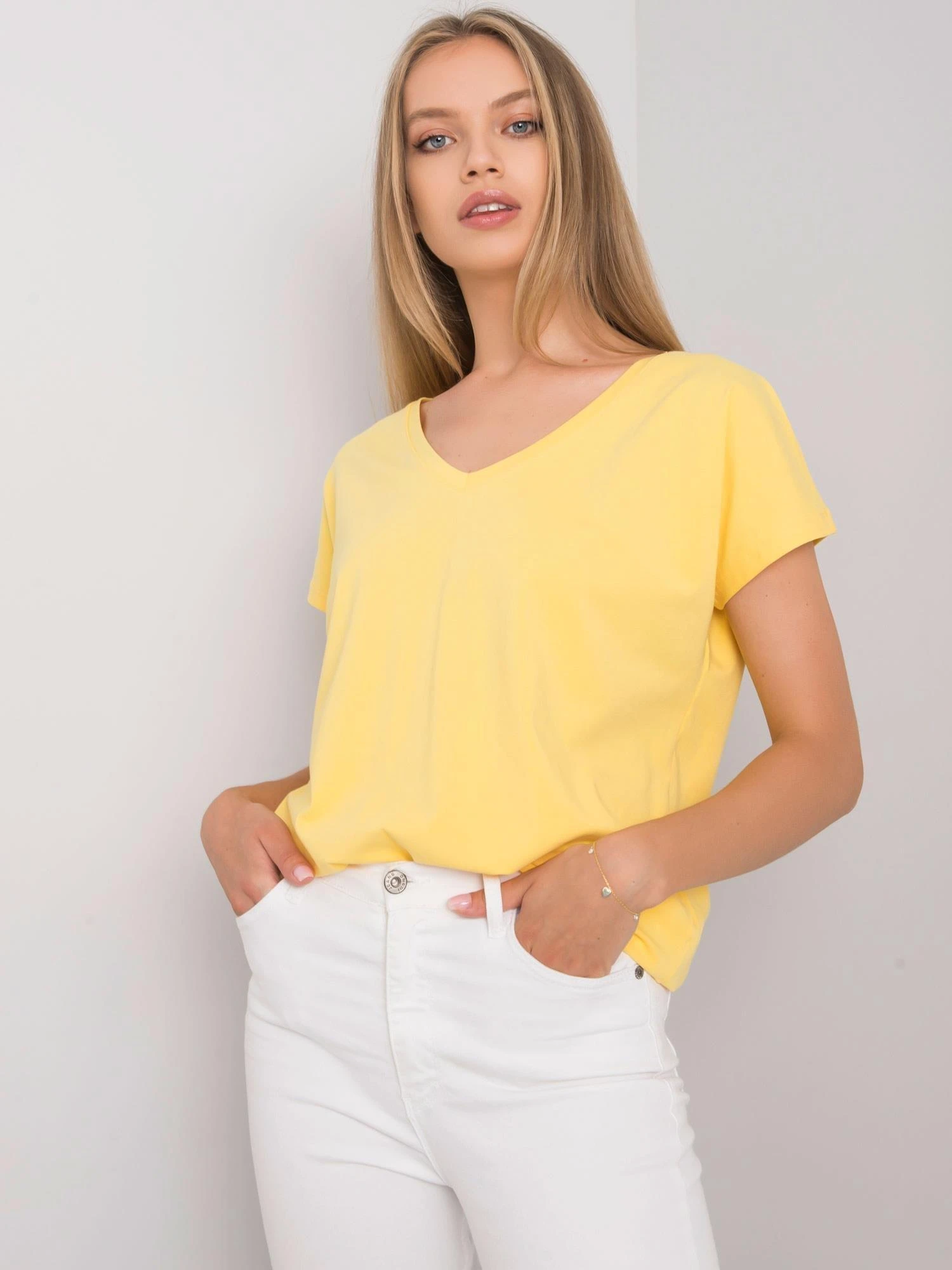 Basic Feel Good T-shirt-RV-TS-4832.01P-geltona
