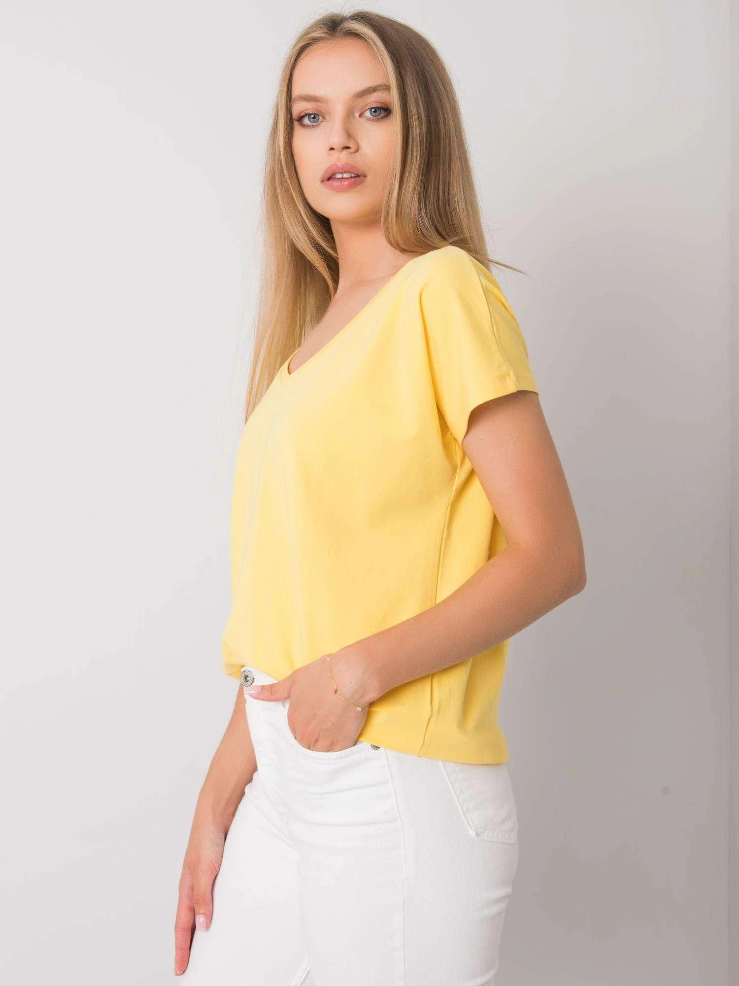 Basic Feel Good T-shirt-RV-TS-4832.01P-geltona