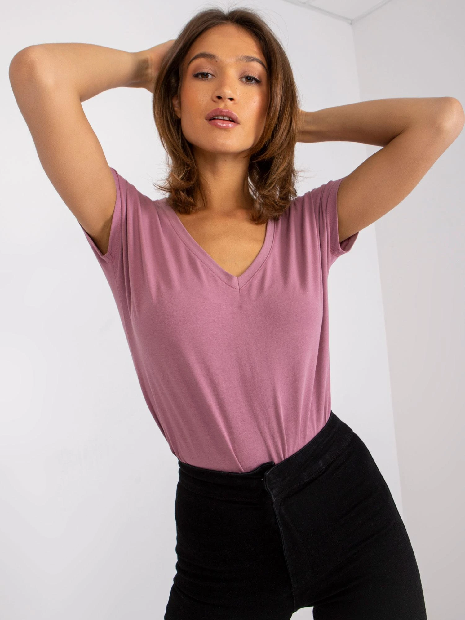 Basic Feel Good T-shirt-RV-TS-4832.19P-ciemny rožinė
