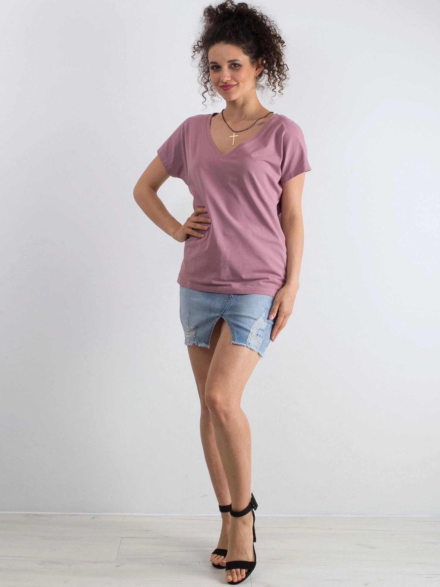 Basic Feel Good T-shirt-RV-TS-4832.19P-ciemny rožinė