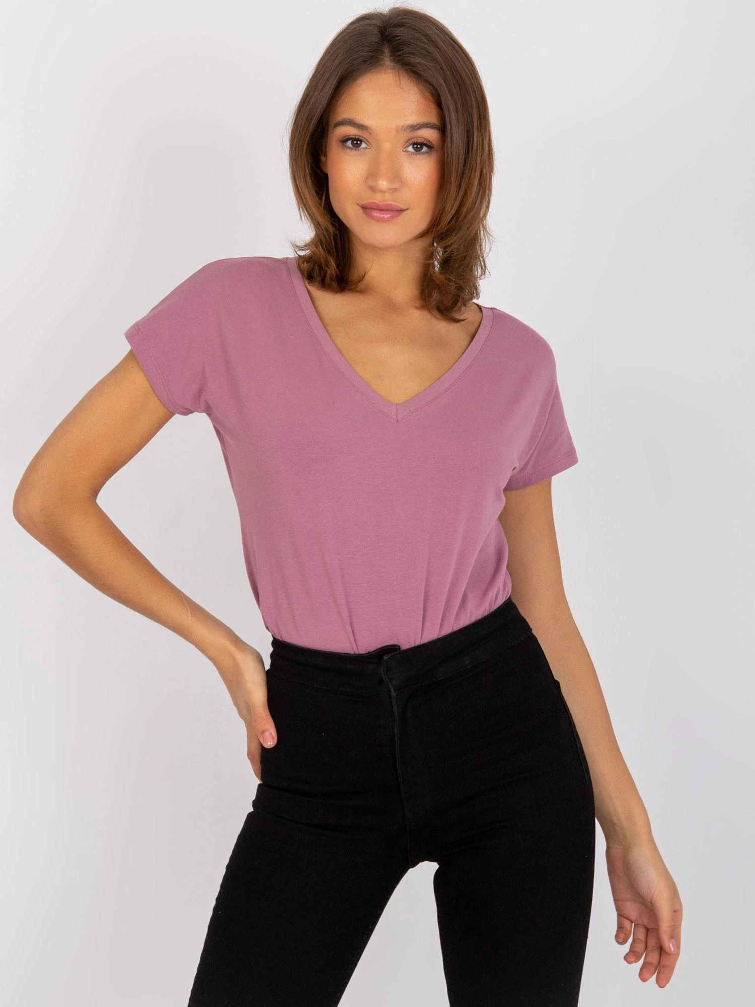 Basic Feel Good T-shirt-RV-TS-4832.19P-ciemny rožinė