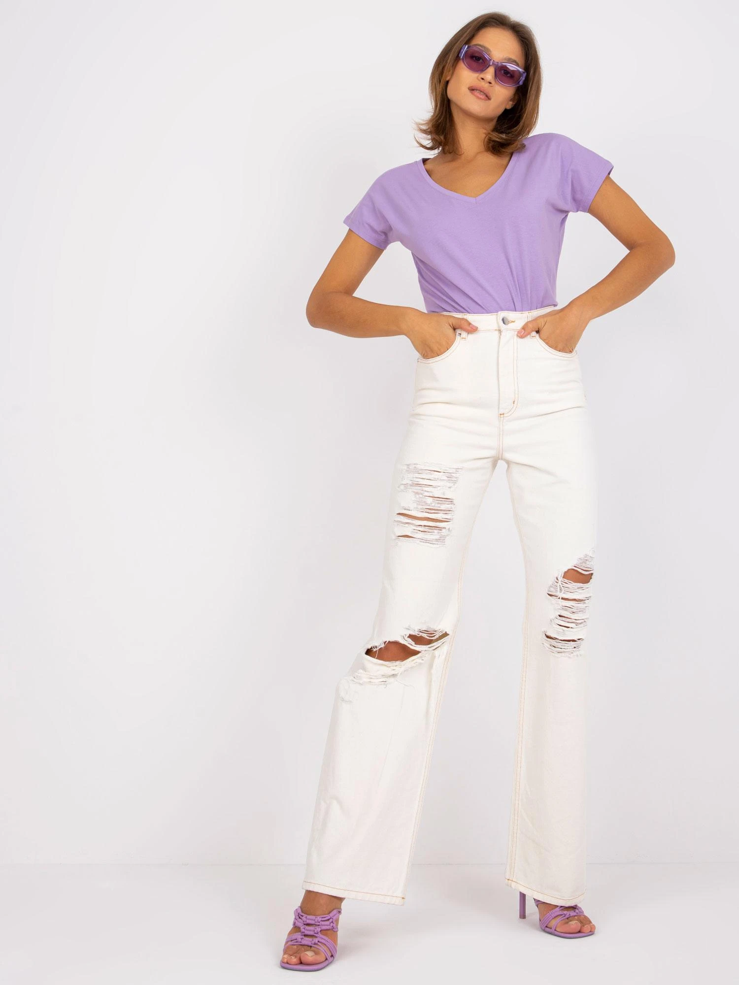 Basic Feel Good T-shirt-RV-TS-4832.20P-jasny violetinė
