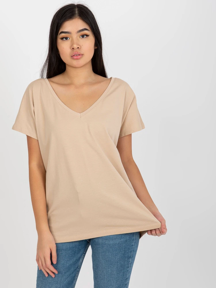 Basic Feel Good T-shirt-RV-TS-4832.61P-smėlio spalva