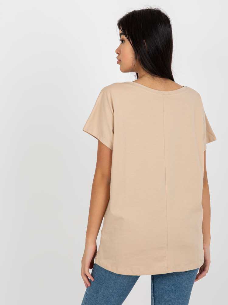 Basic Feel Good T-shirt-RV-TS-4832.61P-smėlio spalva