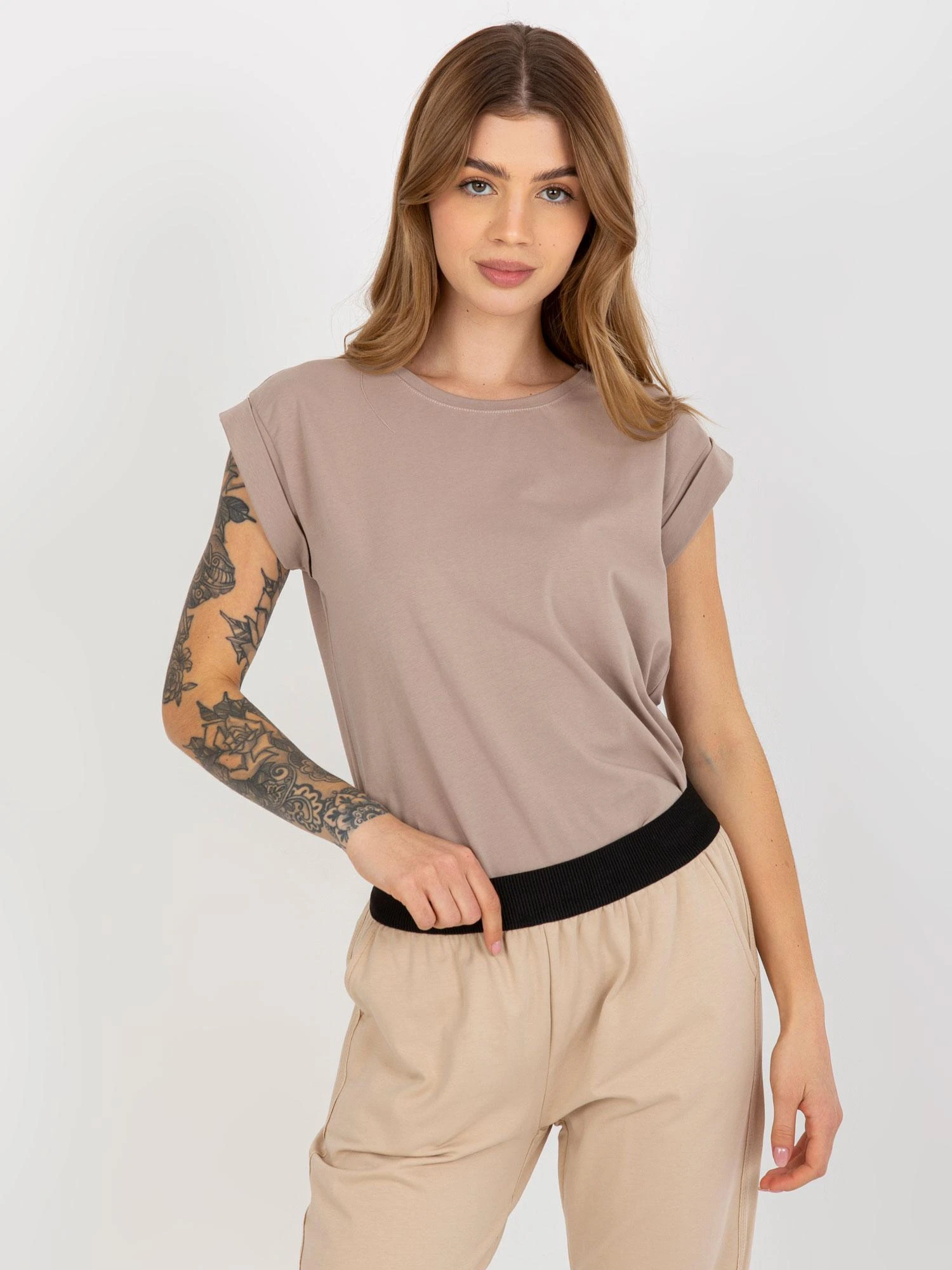 Basic Feel Good Marškinėliai-RV-TS-4833.22X-tamsiai smėlio spalvos