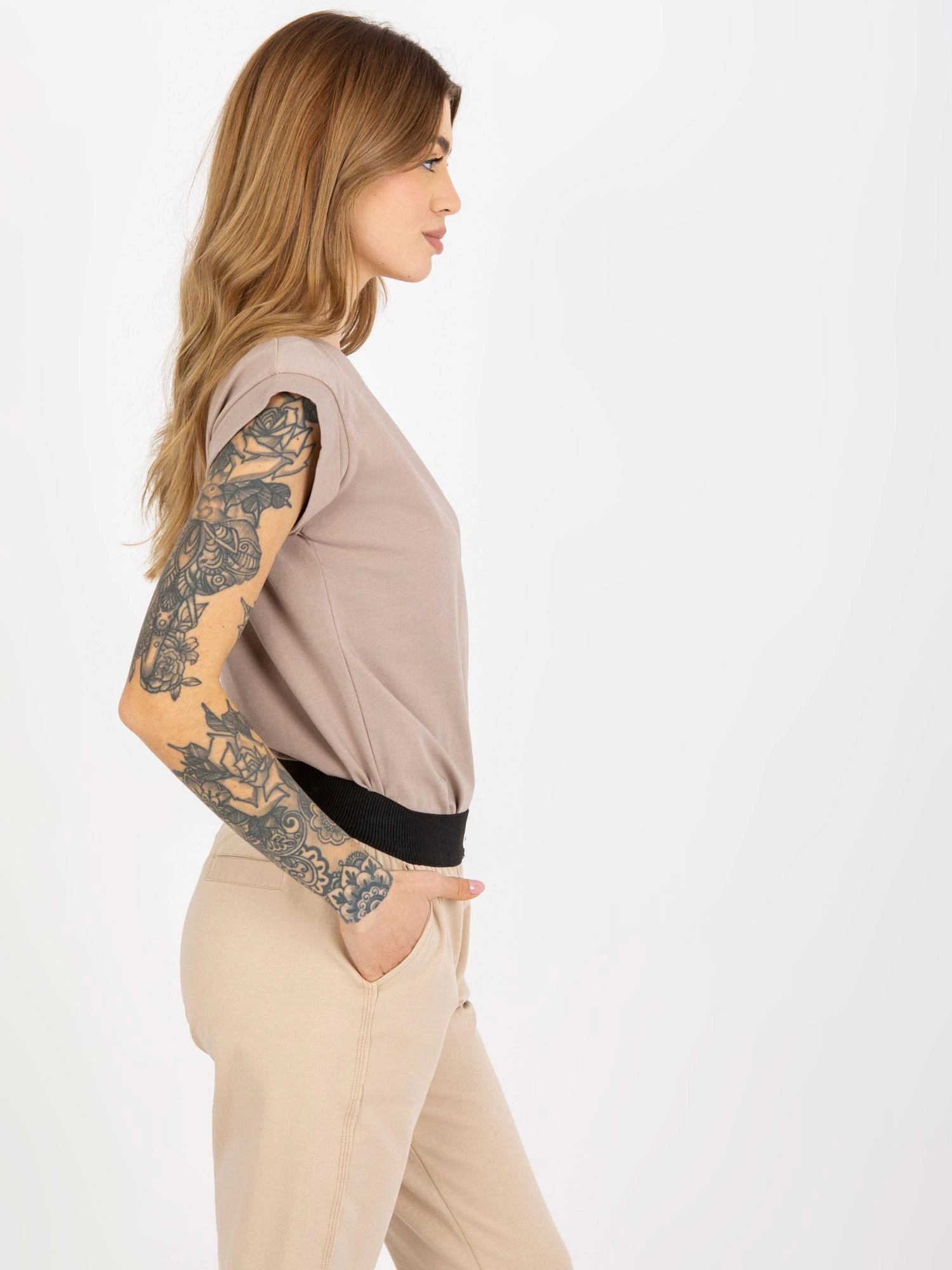 Basic Feel Good Marškinėliai-RV-TS-4833.22X-tamsiai smėlio spalvos