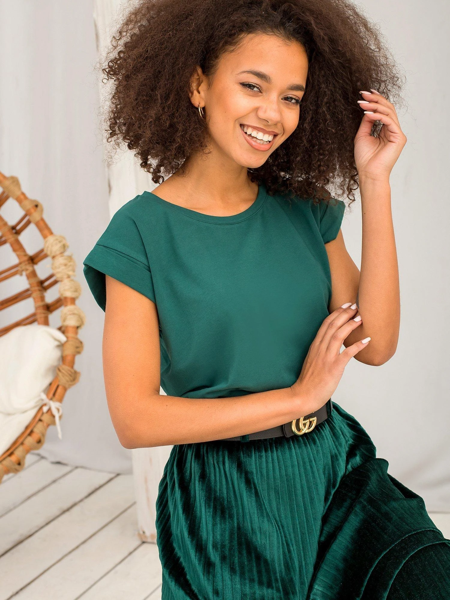 Basic Feel Good Marškinėliai-RV-TS-4833.28P-tamsiai žalia