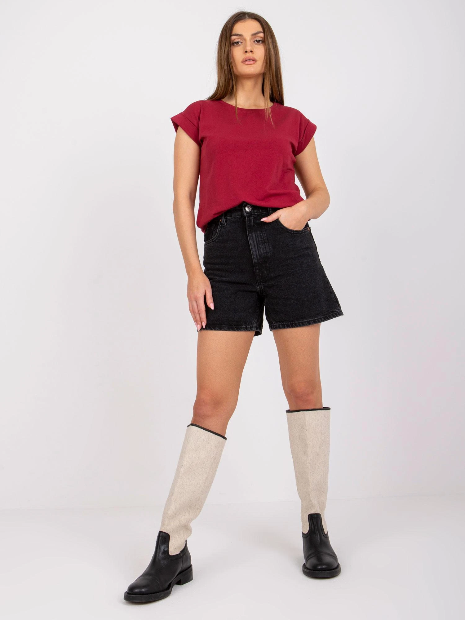 Basic Feel Good Marškinėliai-RV-TS-4833.91P-bordo