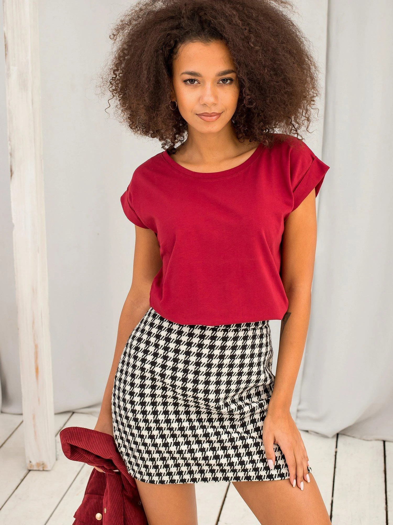 Basic Feel Good Marškinėliai-RV-TS-4833.91P-bordo