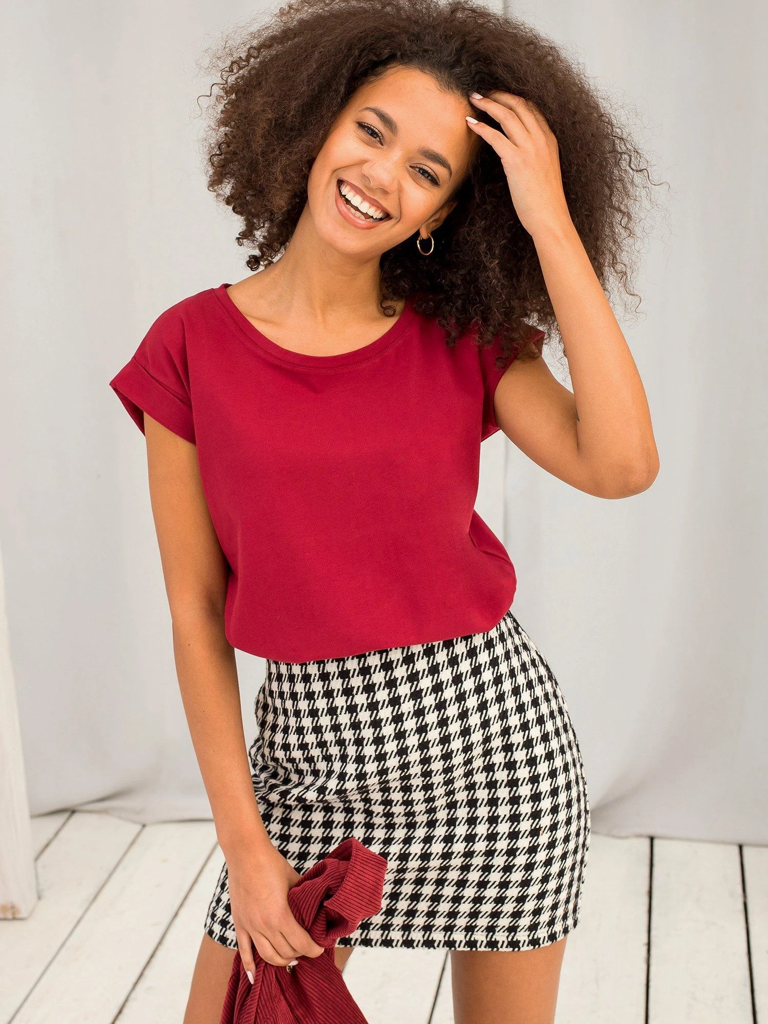 Basic Feel Good Marškinėliai-RV-TS-4833.91P-bordo