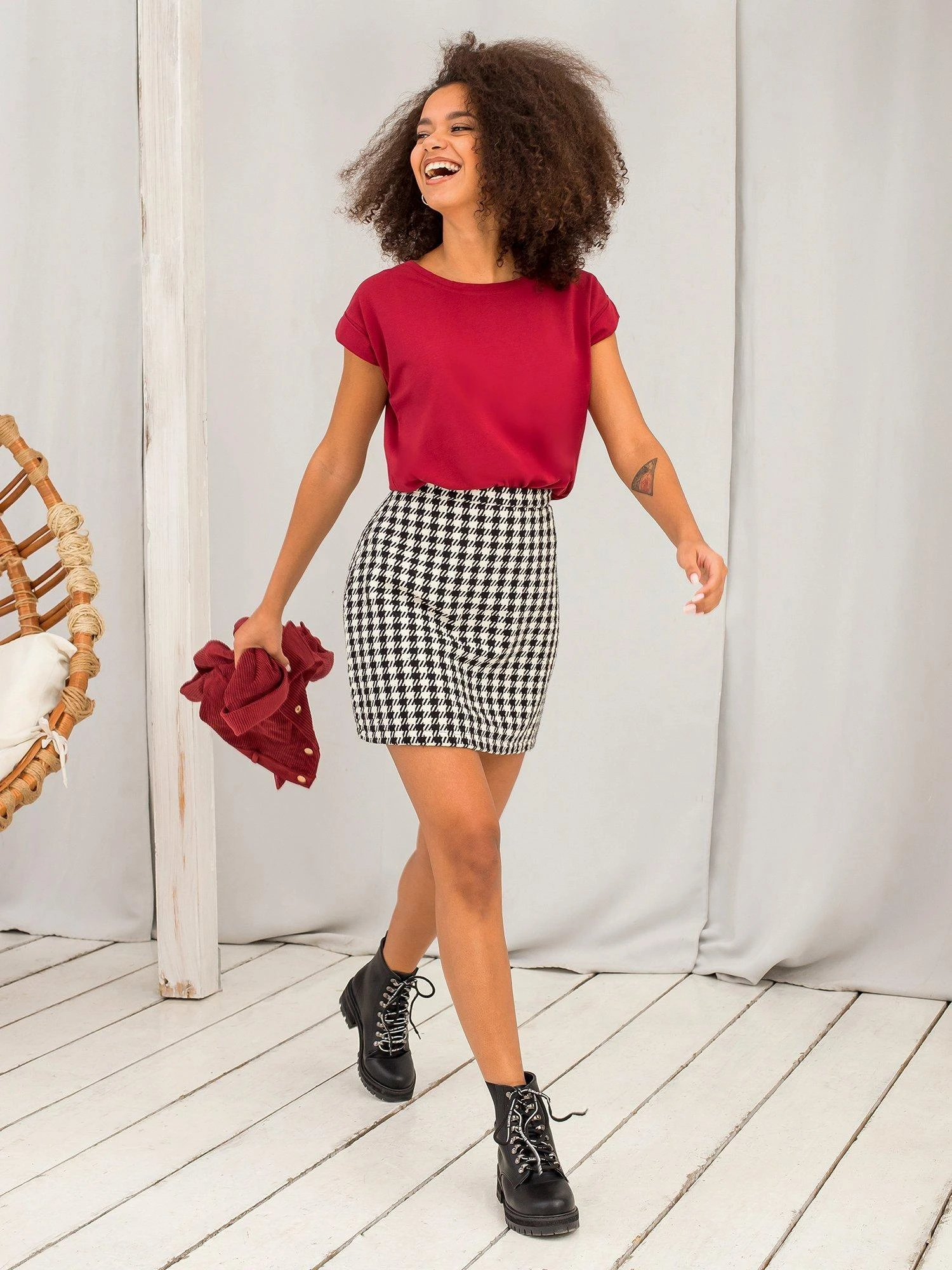Basic Feel Good Marškinėliai-RV-TS-4833.91P-bordo