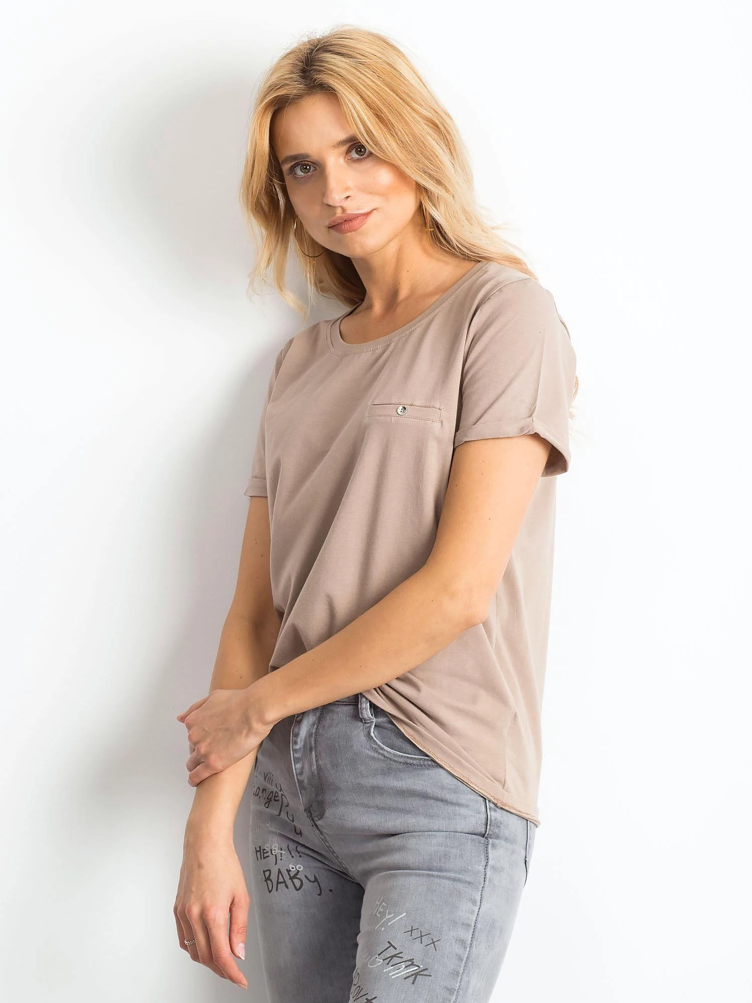 Basic Feel Good Marškinėliai-RV-TS-4838.09P-tamsiai smėlio spalvos