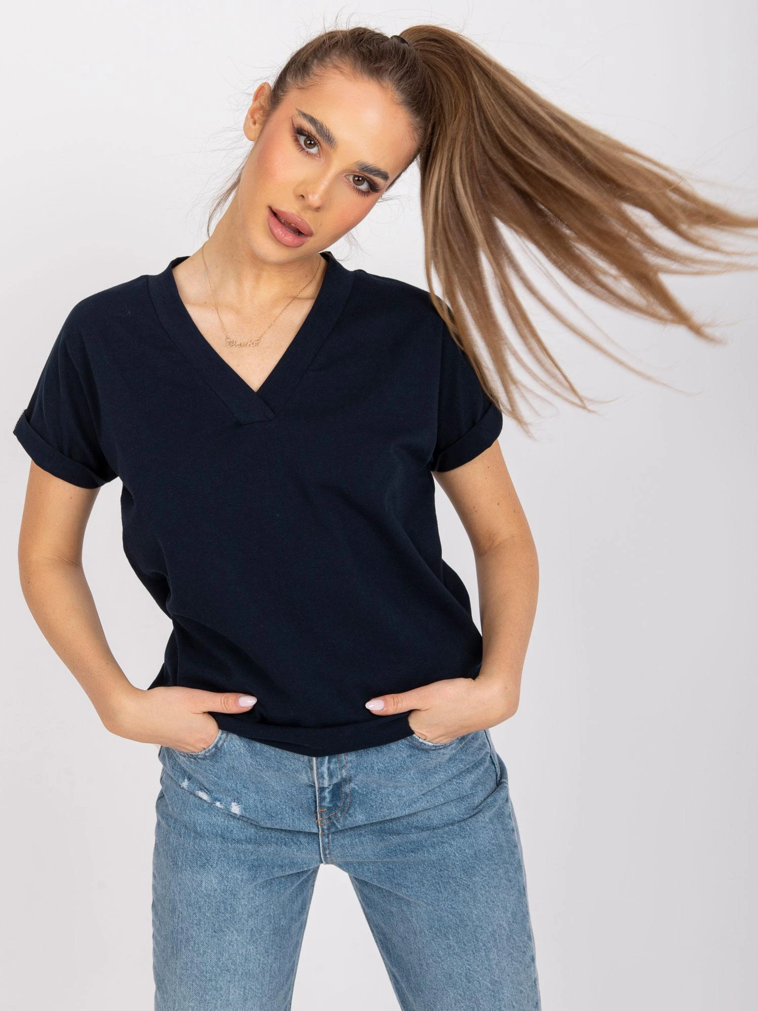 Basic Feel Good Marškinėliai-RV-TS-7666.19 tamsiai mėlyni