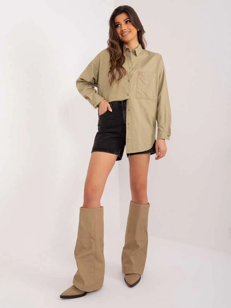 By Pommes Life Marškiniai-BP-KS-1026-1,19-khaki