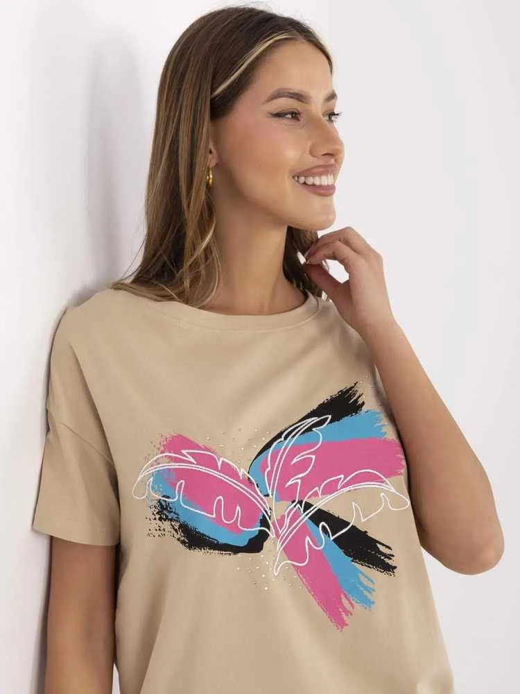 Calimera T-shirt-CLM-TS-1019.79-camelowy