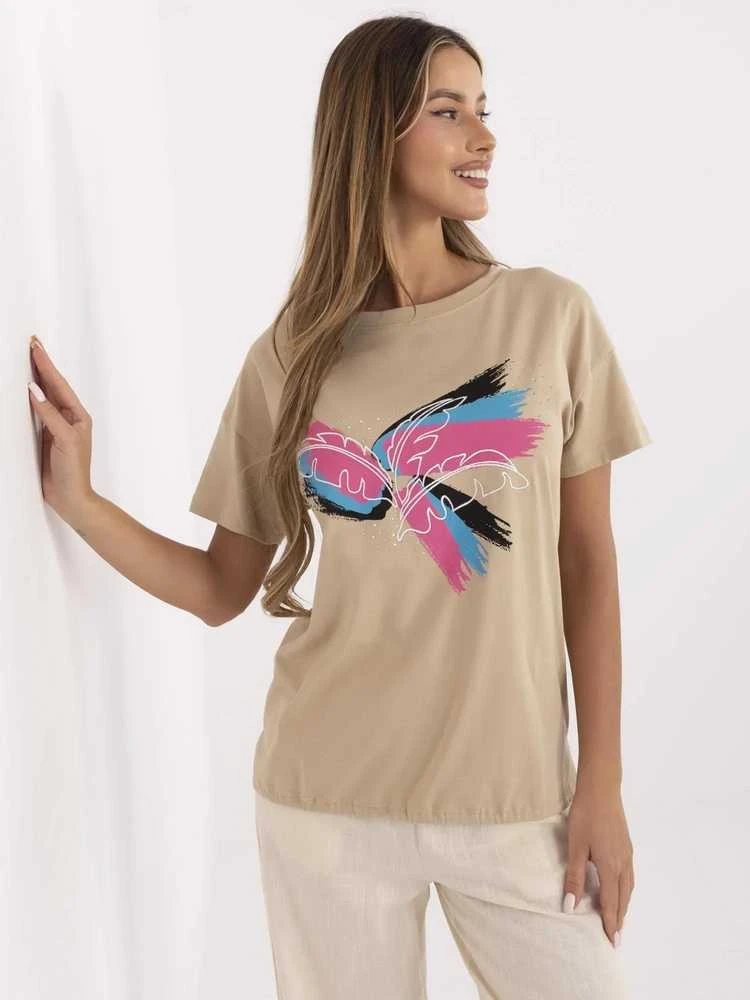 Calimera T-shirt-CLM-TS-1019.79-camelowy