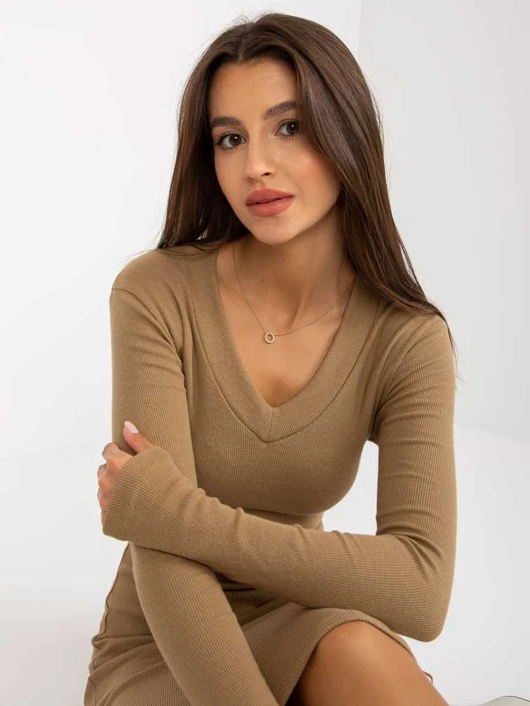 City Donna Suknelė-EM-SK-673.78P-tamsiai smėlio spalvos