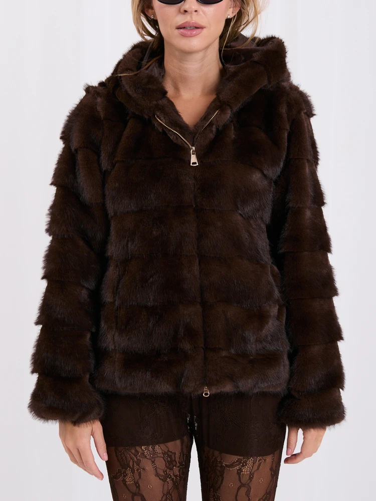 Dirbtinio kailio striukė moterims ITALY MODA IT-KR-G6805.36