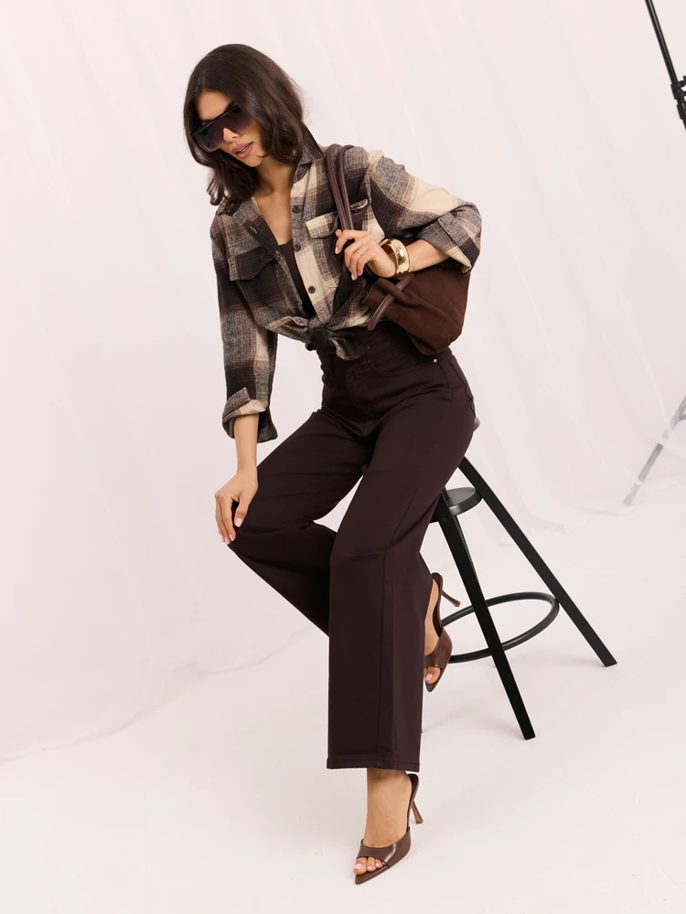 Eight 2 Nine Kelnės jeans-D60140BA62672A2-ciemny ruda