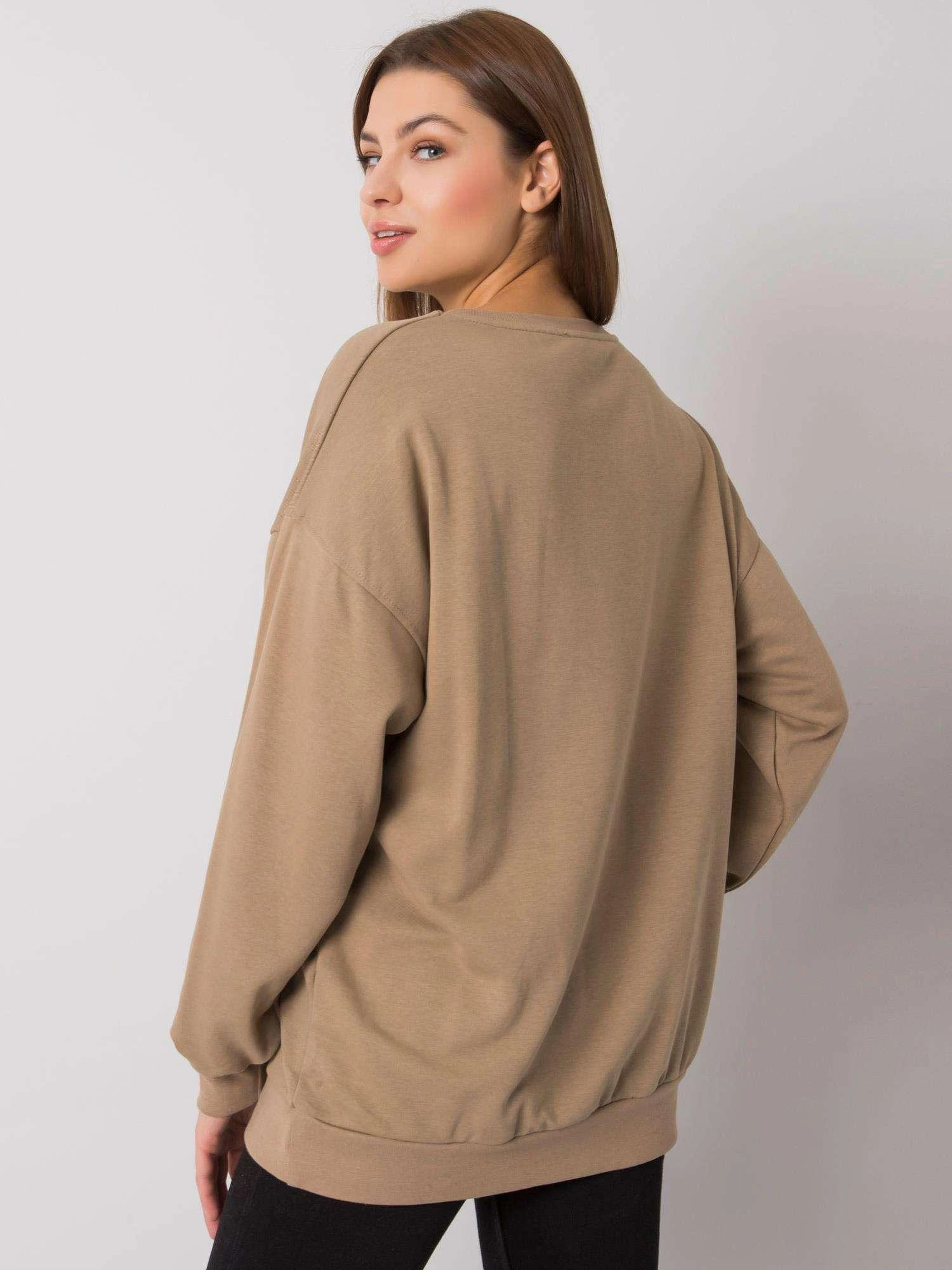 Ex Moda Megztinis-EM-BL-536/1U.84P-tamsiai smėlio spalvos
