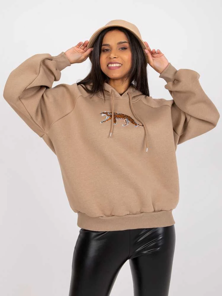 Ex Moda Megztinis-EM-BL-651.99-tamsiai smėlio spalvos