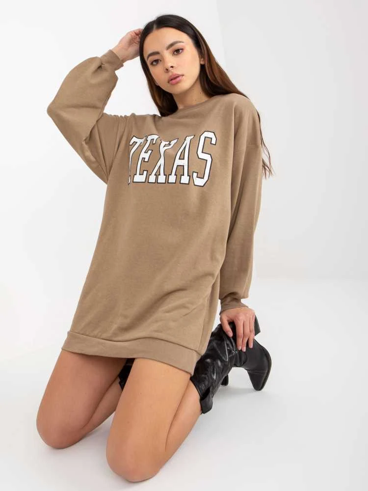 Ex Moda Megztinis-EM-BL-U719.82P-tamsiai smėlio spalvos
