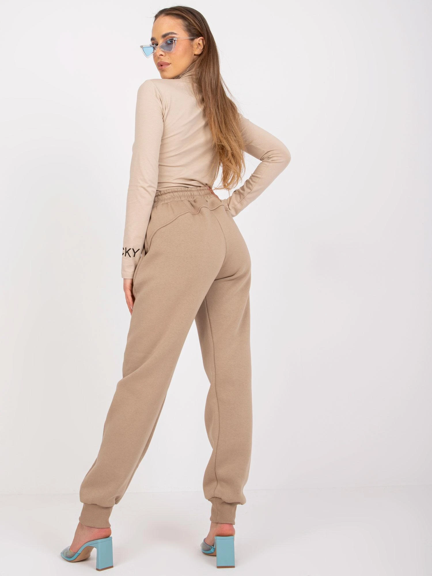 Ex Moda Sportinės kelnės-EM-DR-712.39P-tamsiai smėlio spalvos