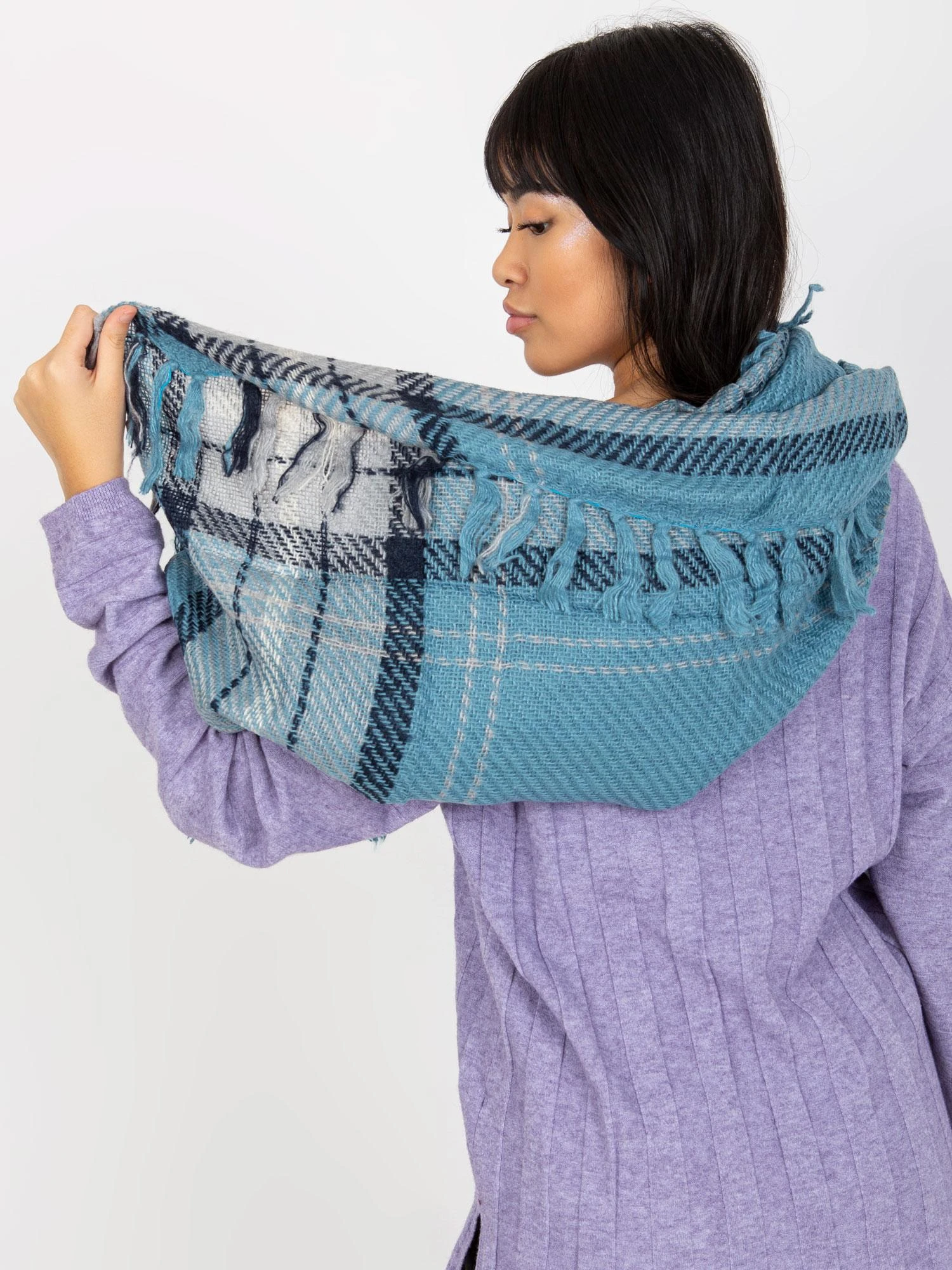 Wool Fashion Italia Šalikas-AT-CH-17501-1,57-mėlynas