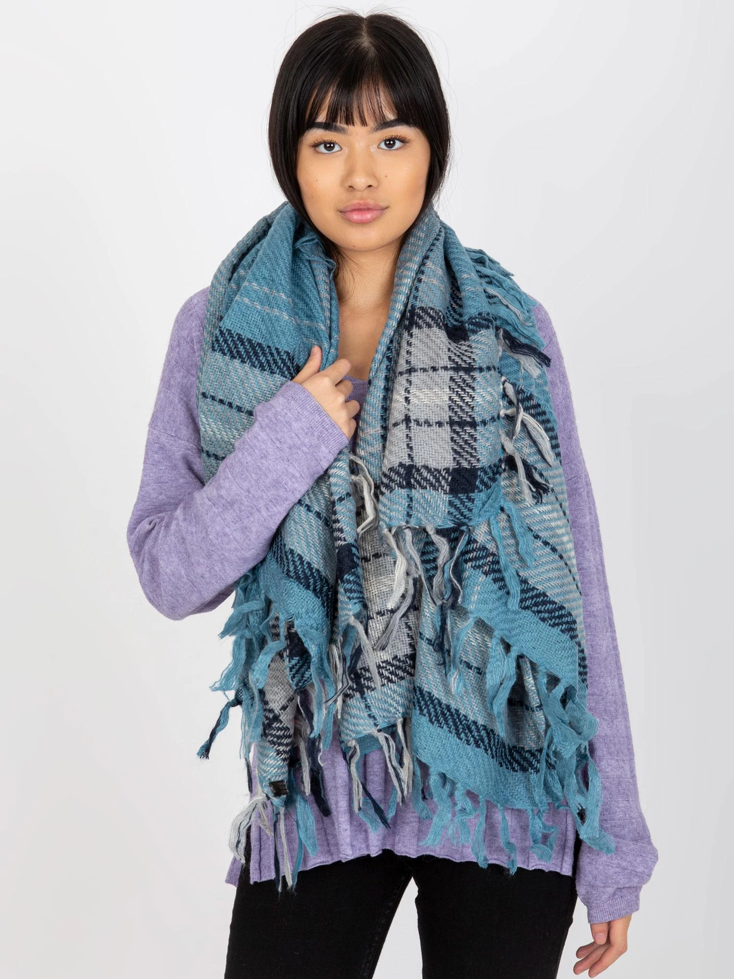 Wool Fashion Italia Šalikas-AT-CH-17501-1,57-mėlynas