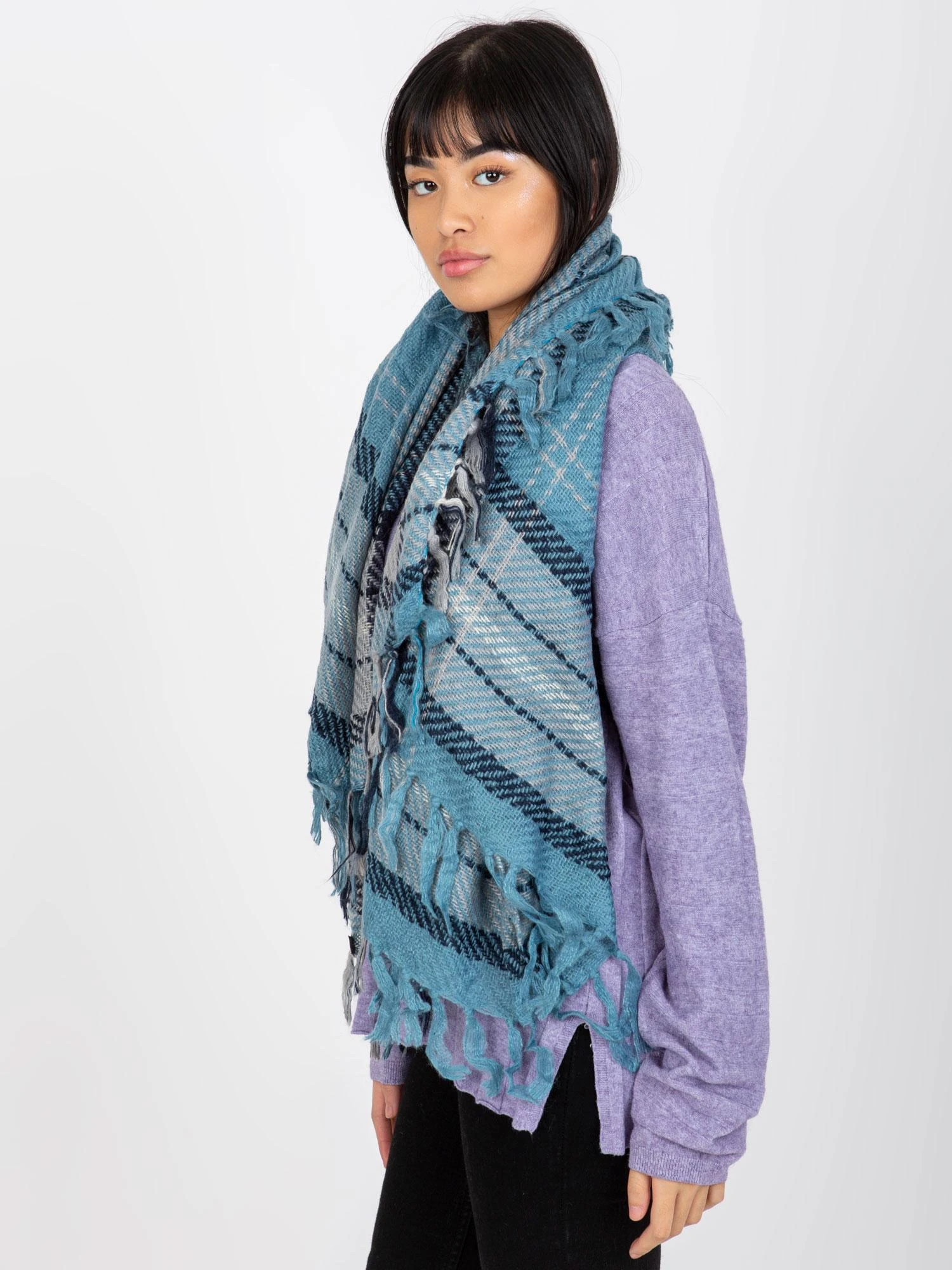 Wool Fashion Italia Šalikas-AT-CH-17501-1,57-mėlynas