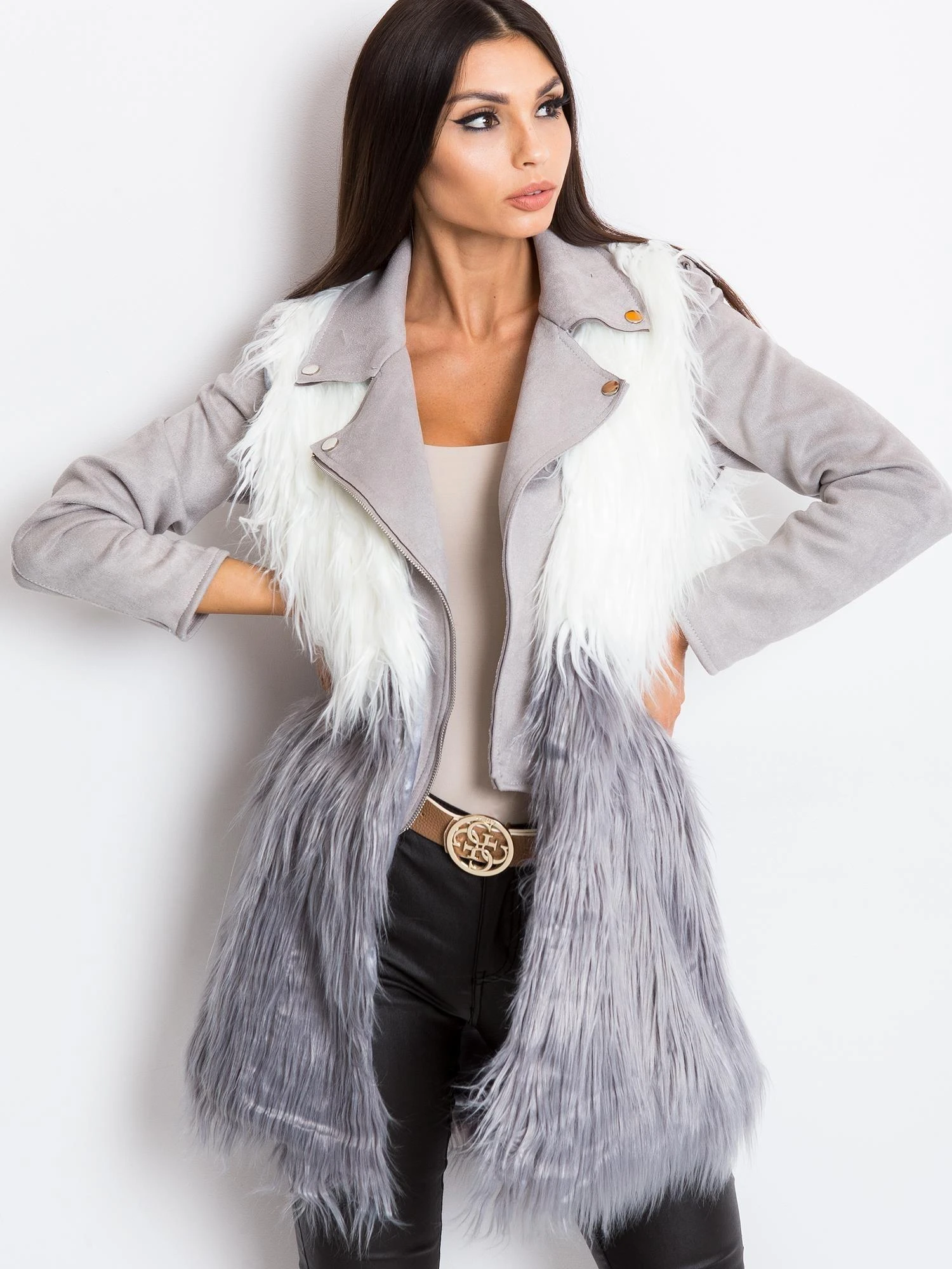 Wool Fashion Italia Liemenė-AT-KZ-04201.97P-balta-pilka