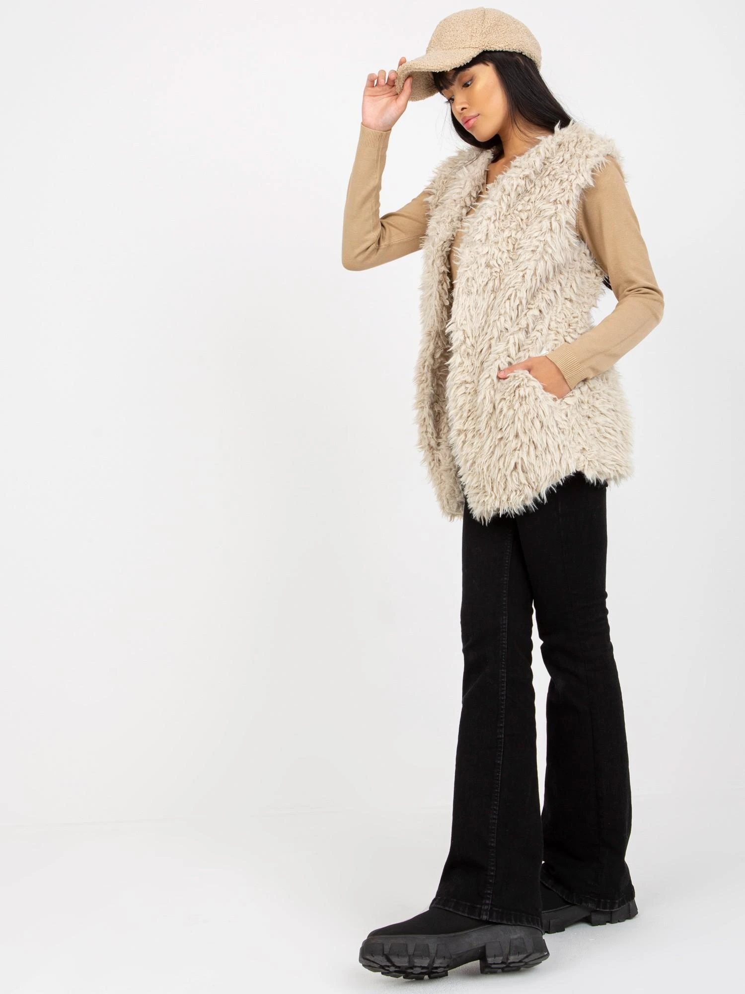 Wool Fashion Italia Liemenė-AT-KZ-21501.22P-smėlio spalvos