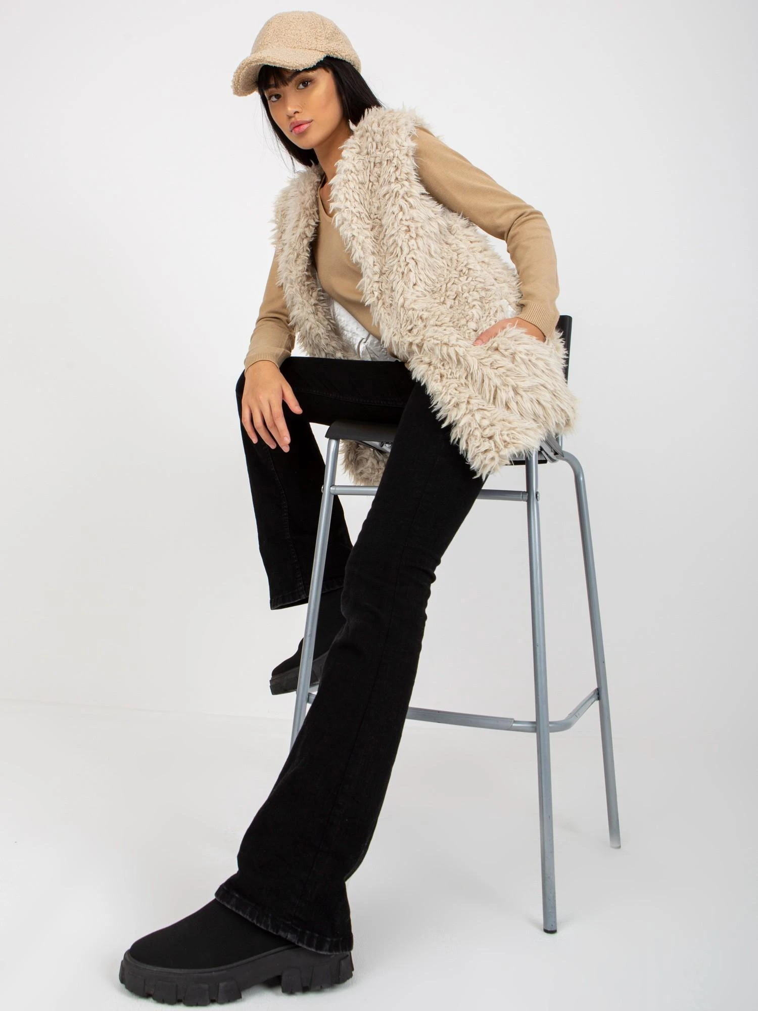 Wool Fashion Italia Liemenė-AT-KZ-21501.22P-smėlio spalvos