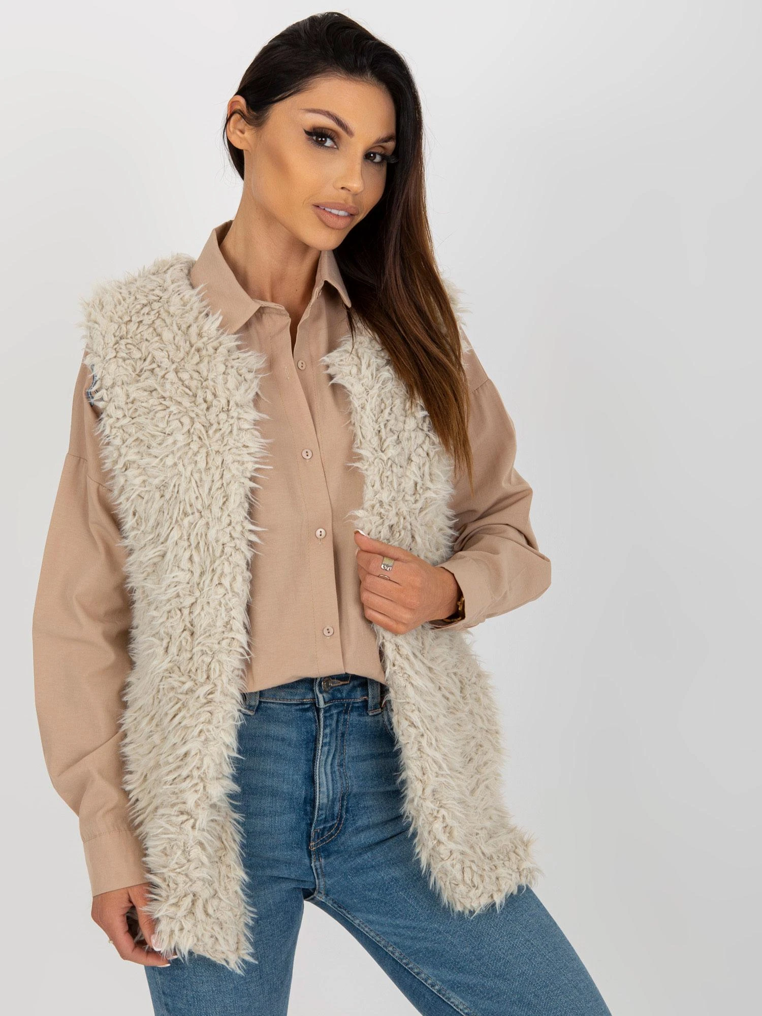 Wool Fashion Italia Liemenė-AT-KZ-22105.11P-smėlio spalvos