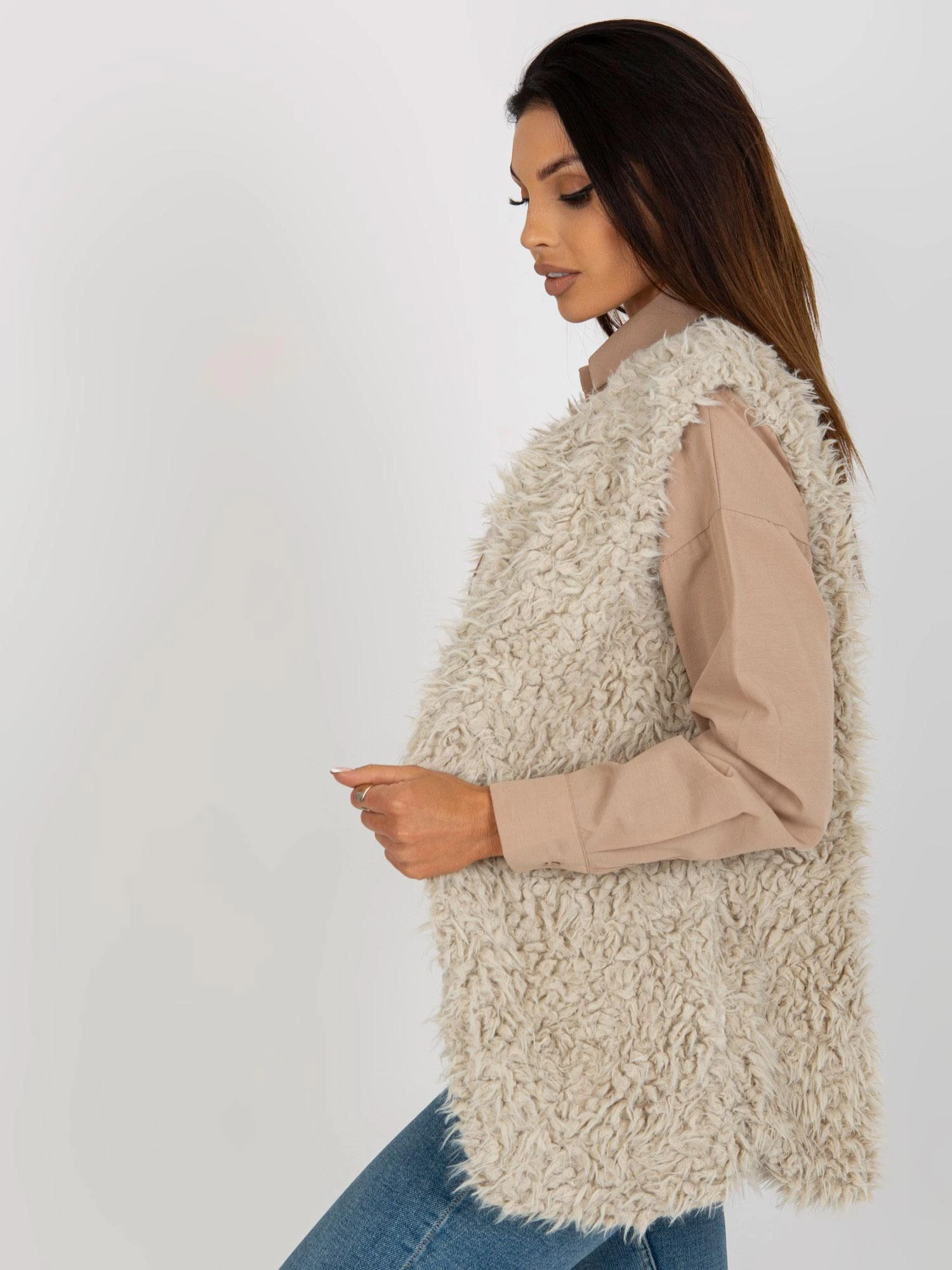 Wool Fashion Italia Liemenė-AT-KZ-22105.11P-smėlio spalvos