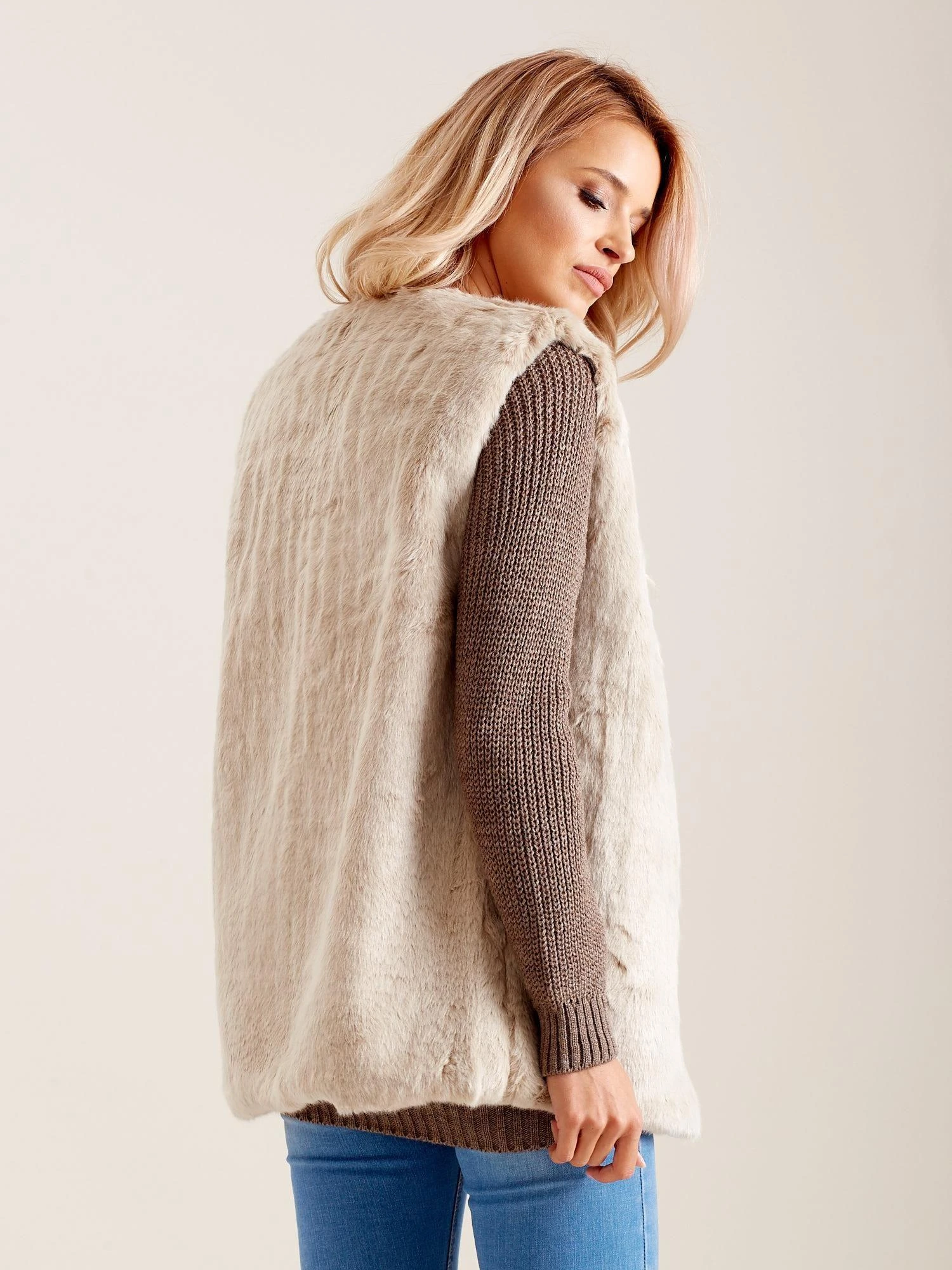Wool Fashion Italia Liemenė-AT-KZ-4102-1.20P-šviesiai smėlio spalvos