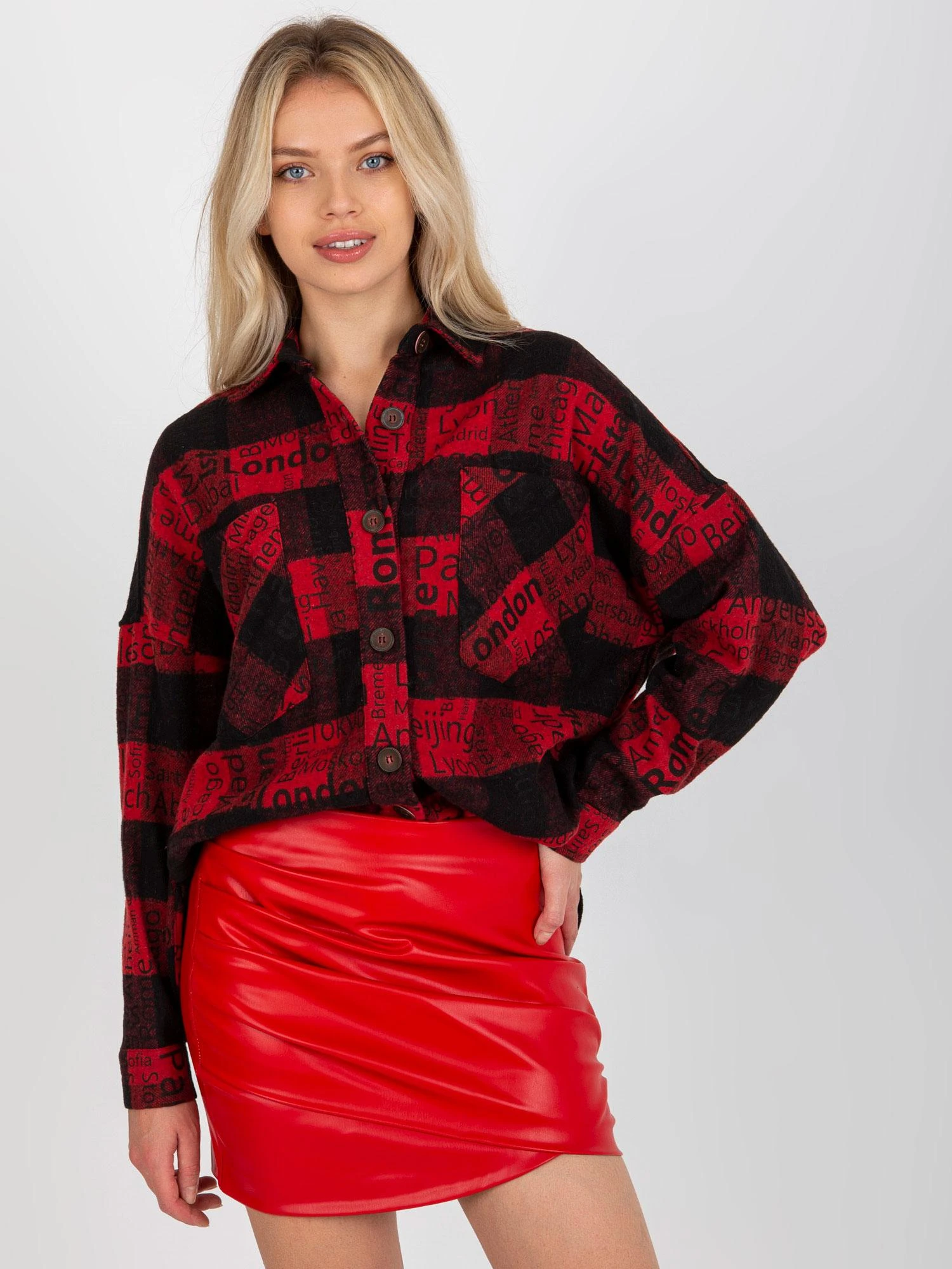 Patiskha Marškiniai-DN-KS-3990.95P-juoda ir raudona