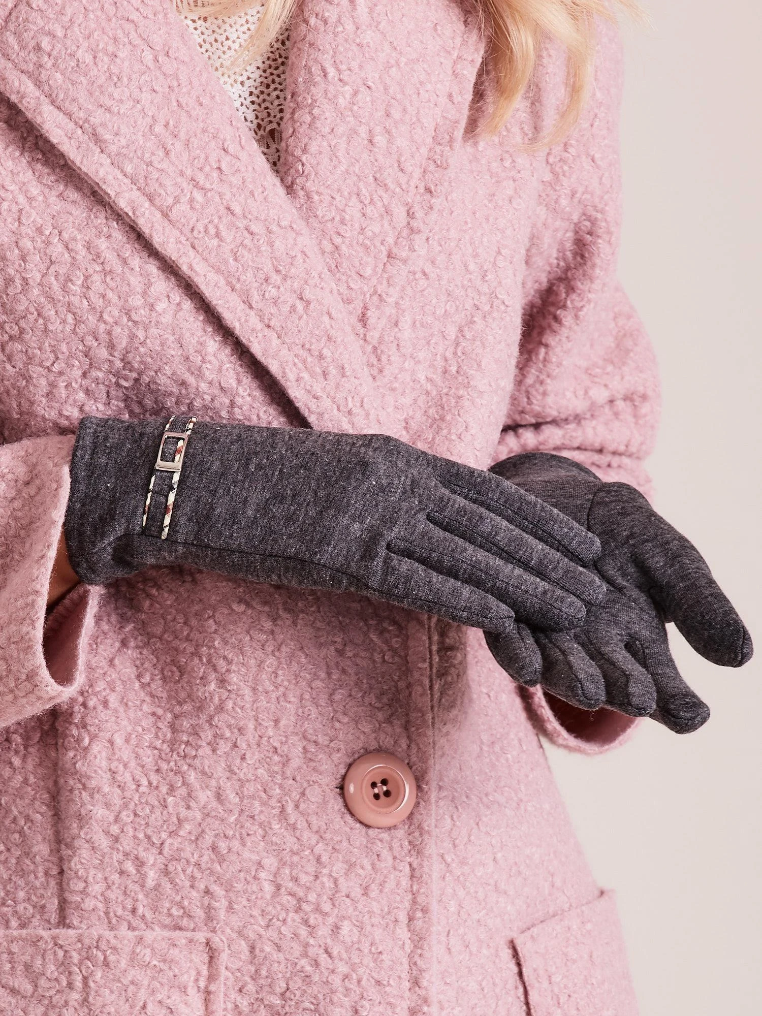 Wool Fashion Italia Pirštinės-AT-RK-6202-1,22-tamsiai pilkos spalvos