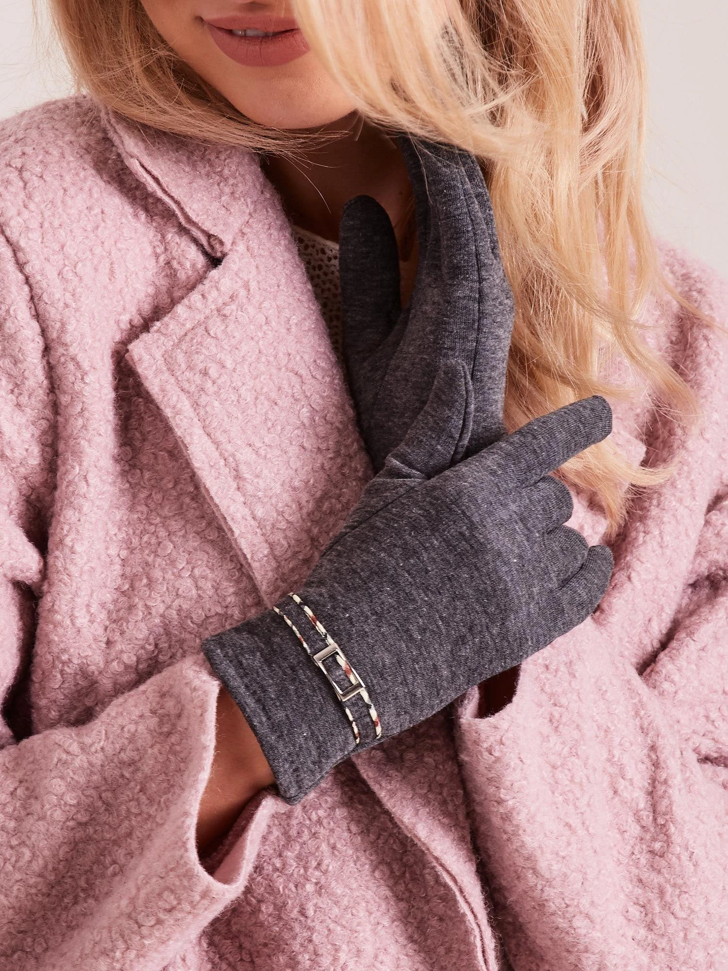 Wool Fashion Italia Pirštinės-AT-RK-6202-1,22-tamsiai pilkos spalvos