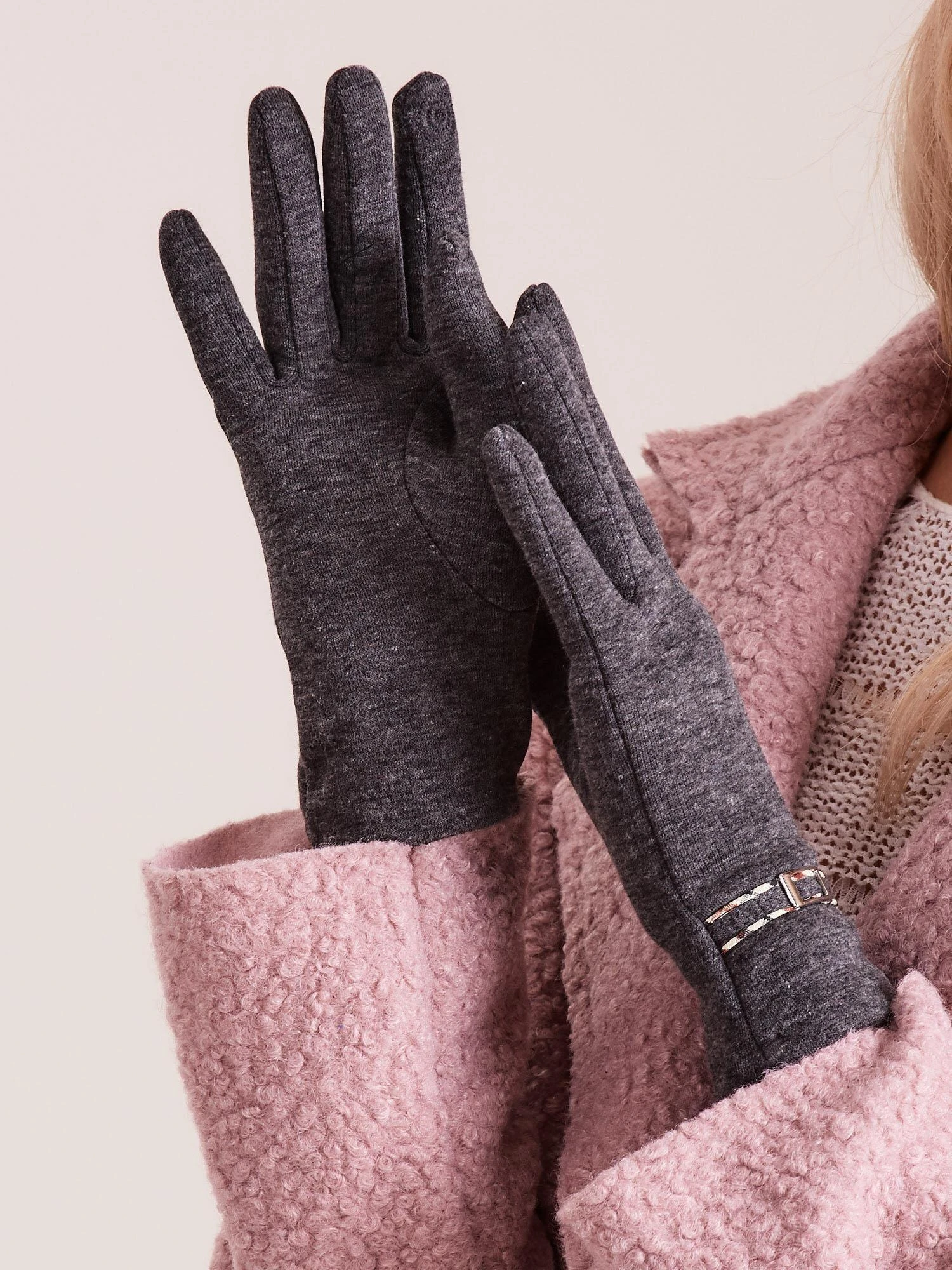 Wool Fashion Italia Pirštinės-AT-RK-6202-1,22-tamsiai pilkos spalvos
