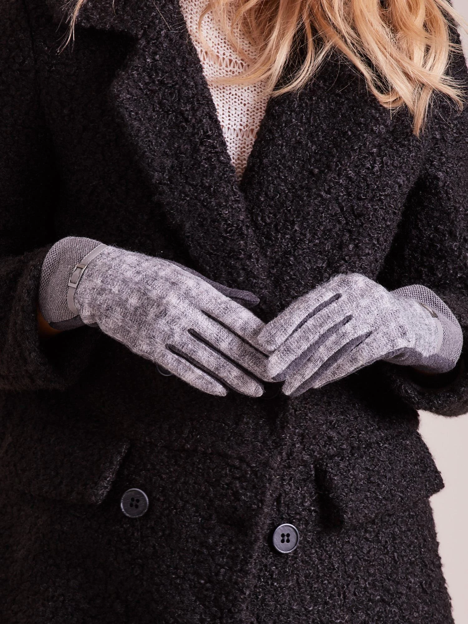 Wool Fashion Italia Pirštinės-AT-RK-9501.14-tamsiai pilkos spalvos