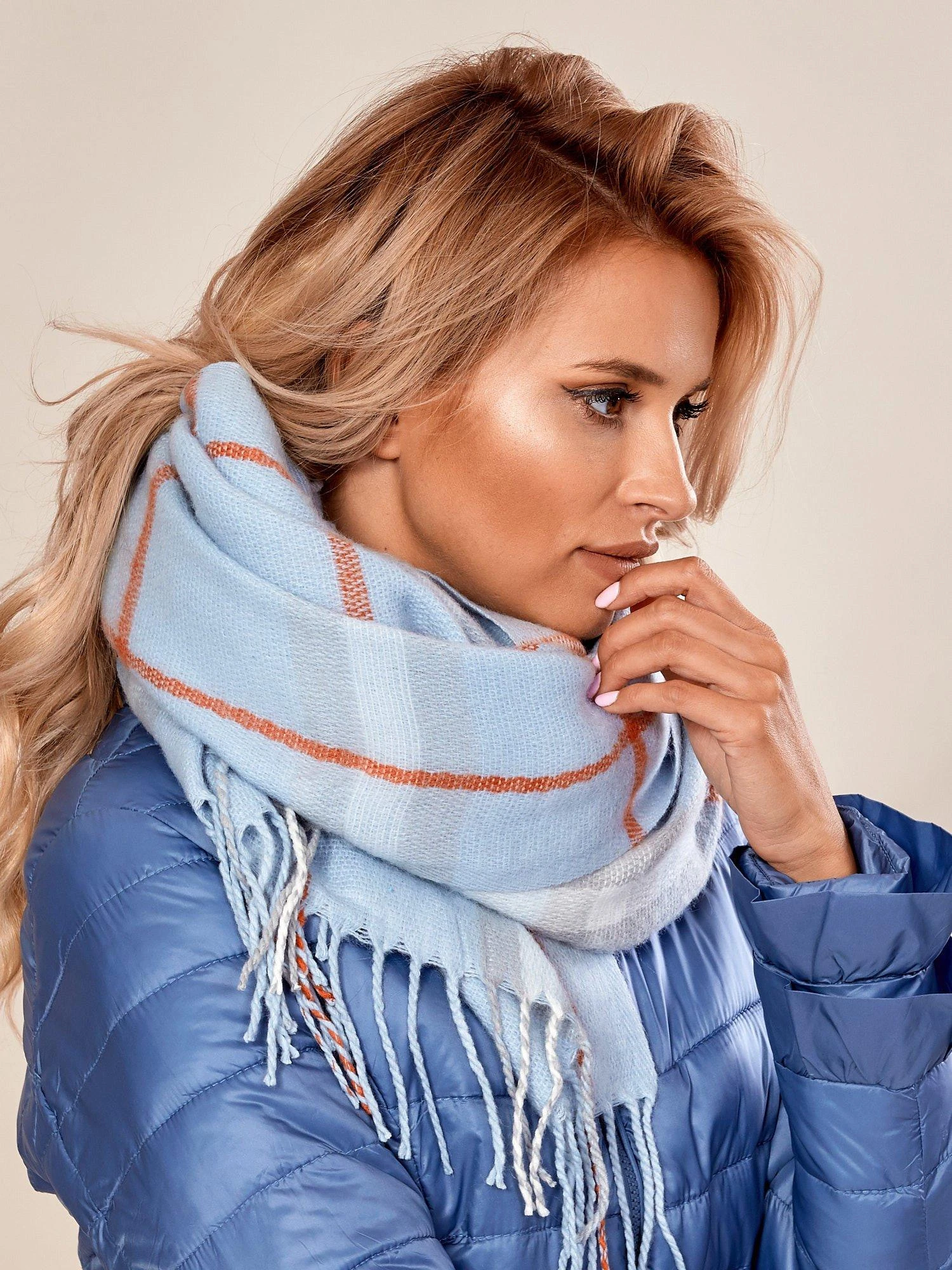 Wool Fashion Italia Šalikas-AT-SZ-171501.14-šviesiai mėlynas