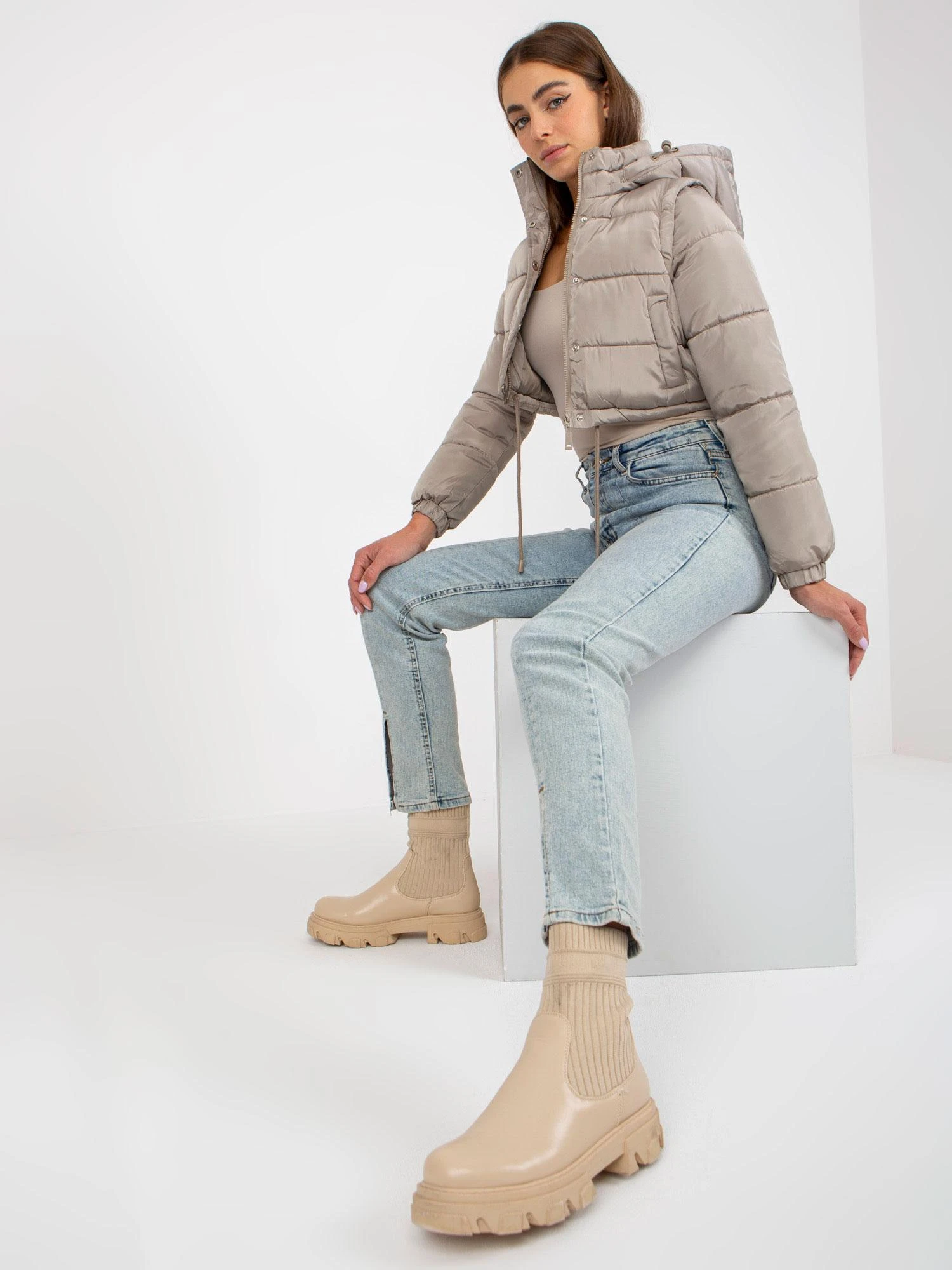 Honey Winter Striukė moterims-NM-KR-D2-3869.13P-ciemny bezowy