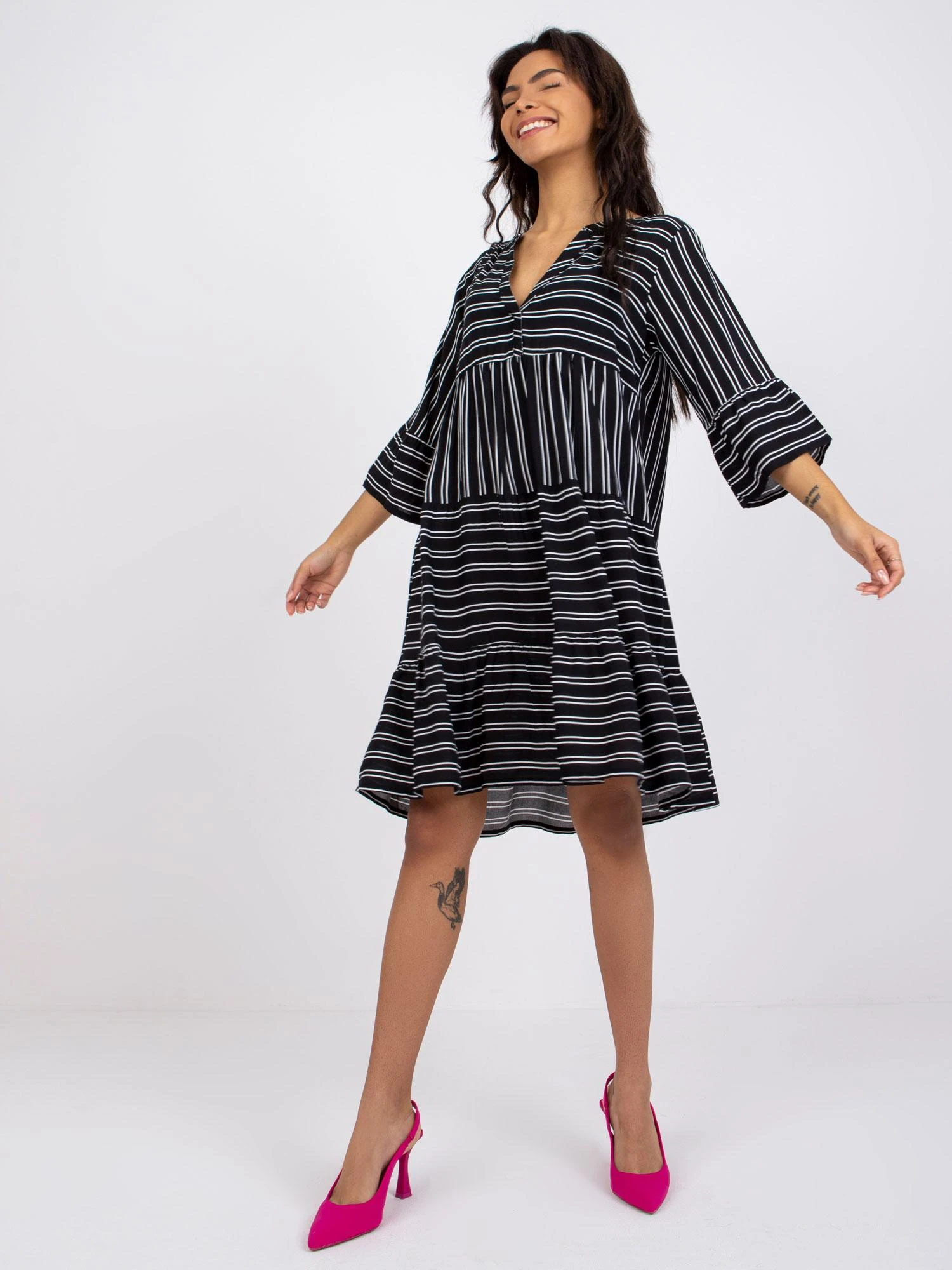 Sublevel Suknelė-D73771M30214C-juoda ir balta