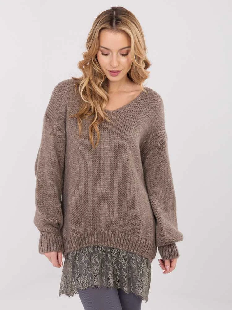 Factory Price Sweter-IN-SW-33681.05P-ciemny bezowy