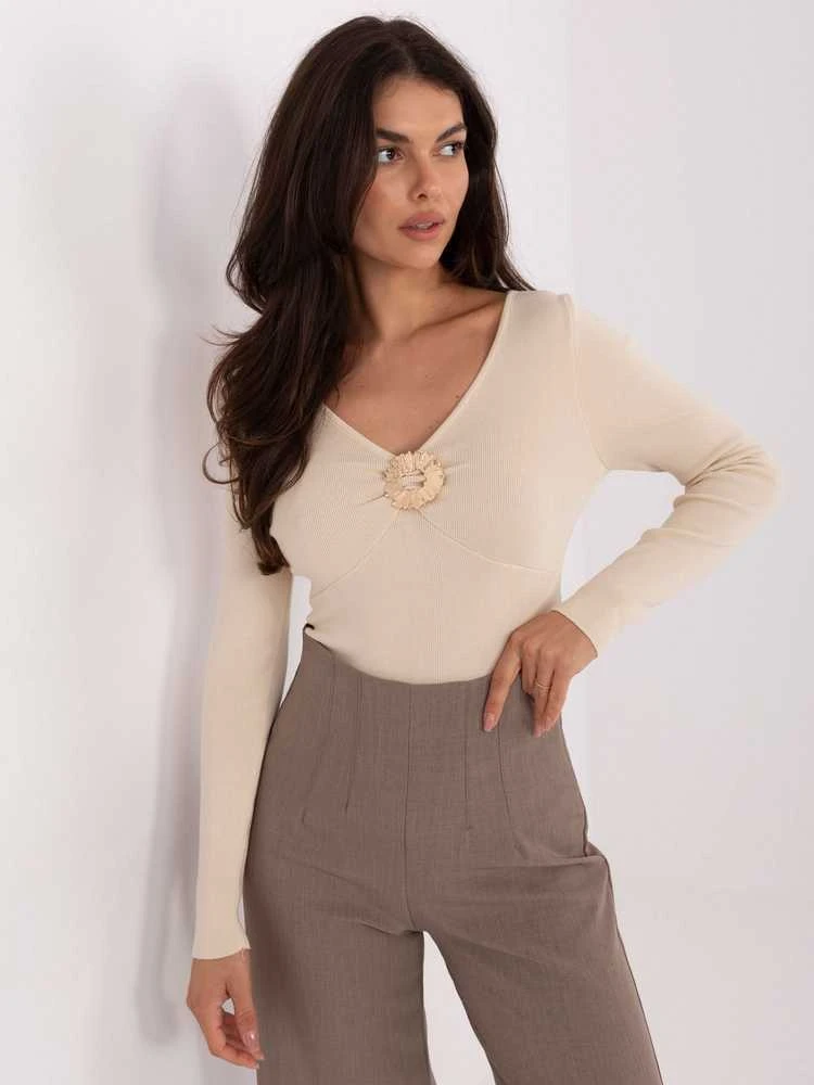 Factory Price Sweter-PM-SW-DF61034.76-jasny smėlio spalva