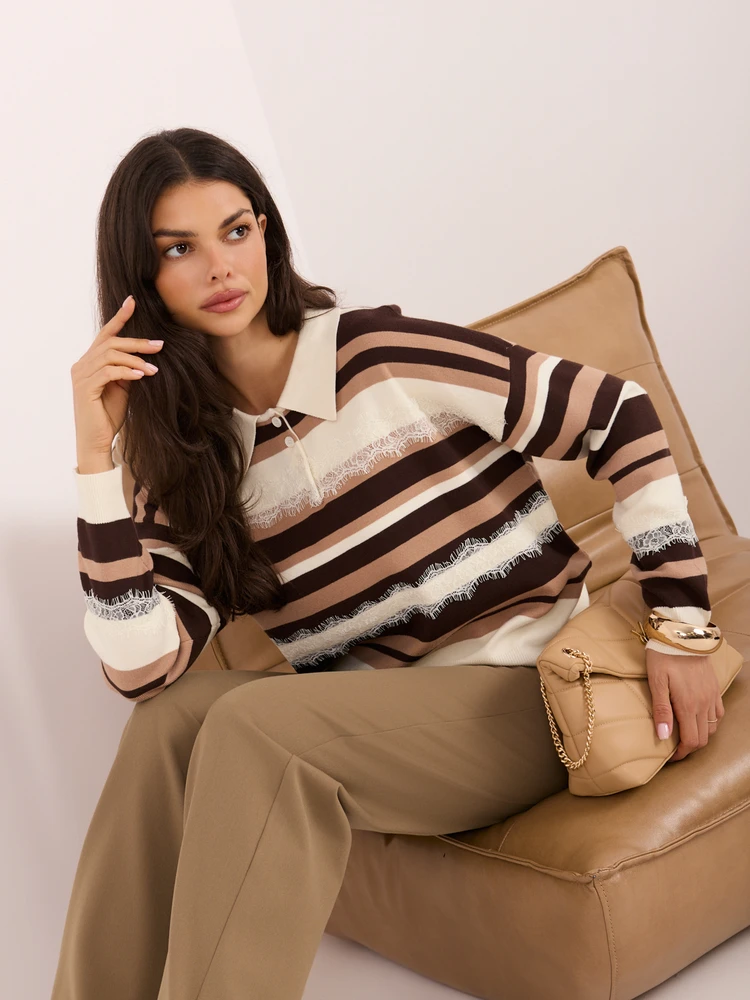 Factory Price Sweter-PM-SW-F6026.49-balta ir-ruda