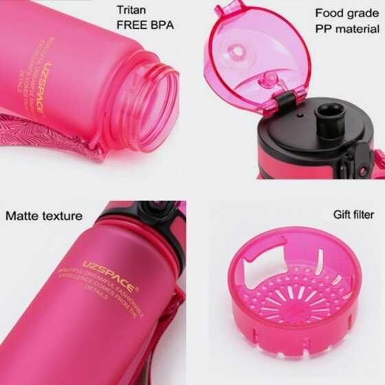 Gertuvė UZSPACE TRITAN 650 ml, plastikas be BPA - 3037-Rožinis