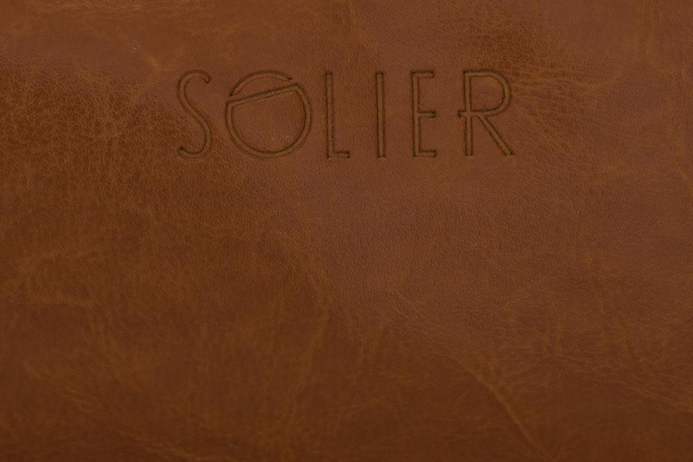 Gold ELEGANTIŠKA NATŪRALIOS ODOS VYRIŠKA KOSMETINĖ SOLIER SK02 SZETLAND - Vintažinė ruda