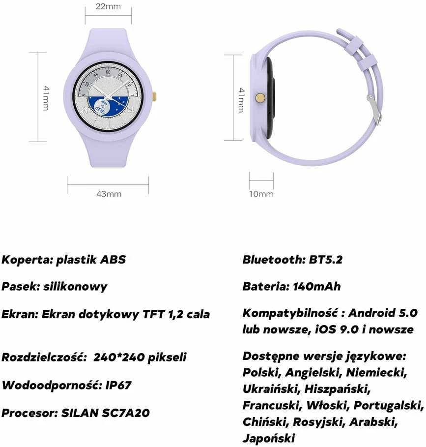 Išmanusis laikrodis DAMSKI GRAVITY GT14-3 - ROZMOWY BLUETOOTH, WŁASNE TARCZE (sg026c)